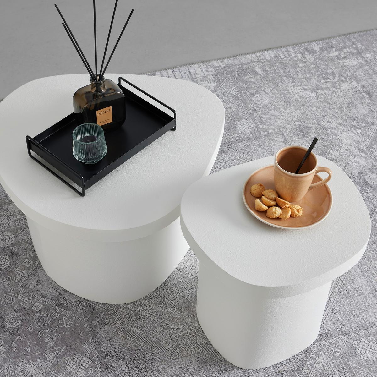 ZESTAW STOLIKÓW KAWOWYCH STELLA -TREND- - biały, Romantik / Landhaus, materiał drewnopochodny (60/40/35/40/55/34cm) - Premium Living