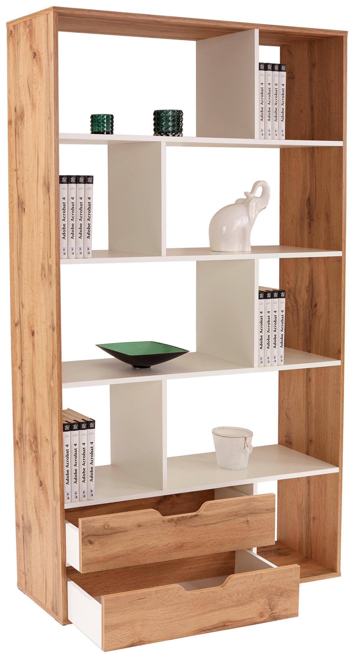 Mobilier despărțitor Roberto - alb/culoare lemn stejar, Modern, material pe bază de lemn (110/185/32cm) - Modern Living