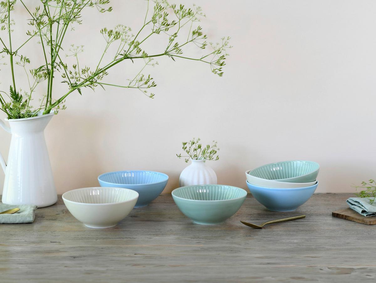 Set Skodelic Za Kosmiče Valencia, 6-Delni - pastelno modra/krem barve, Basics, keramika (17cm) - Creatable