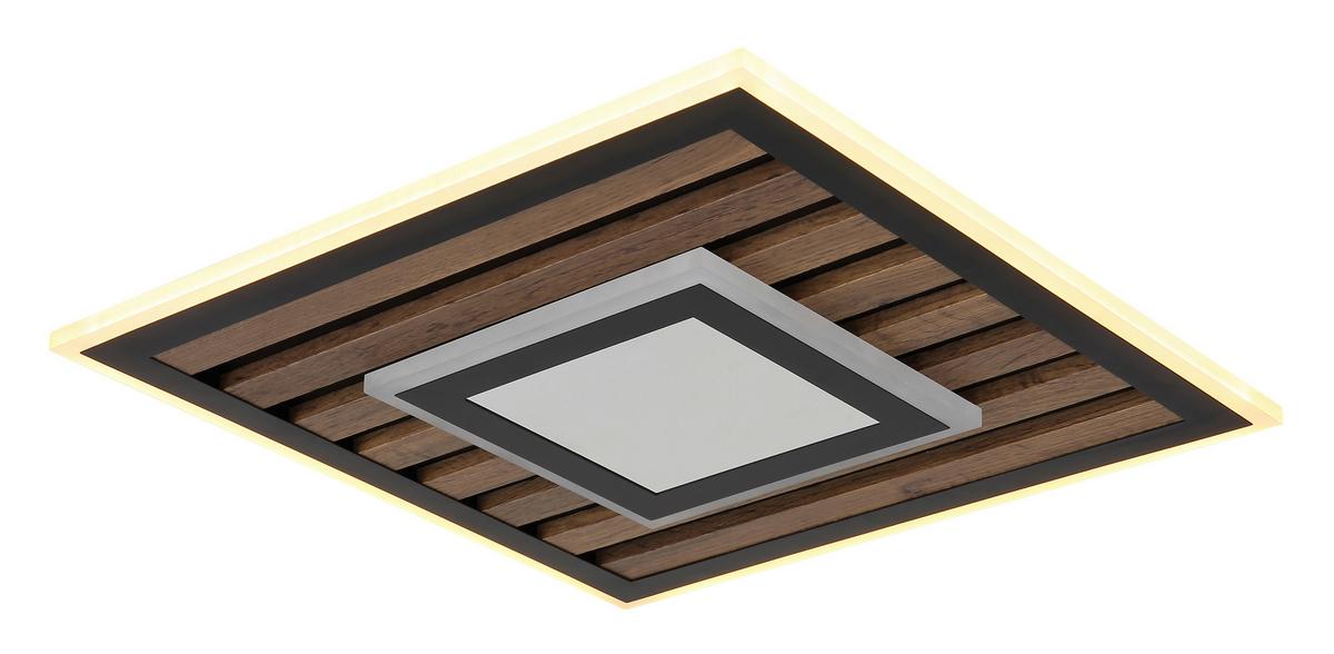 LED-DECKENLEUCHTE 67345D3 WOODY - Weiss/Dunkelbraun, Natur, Holzwerkstoff/Kunststoff (40/40/6cm) - Globo