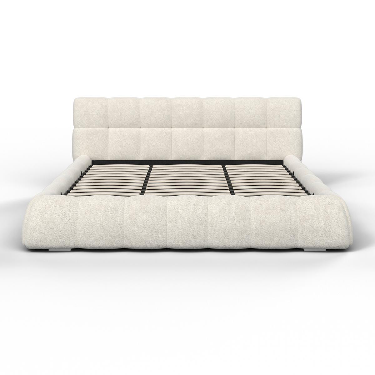 Pat tapițat bej Marija cca 180X200 bej - ivoar/culoare natur, Modern, lemn/metal (180/200cm) - Bessagi Home
