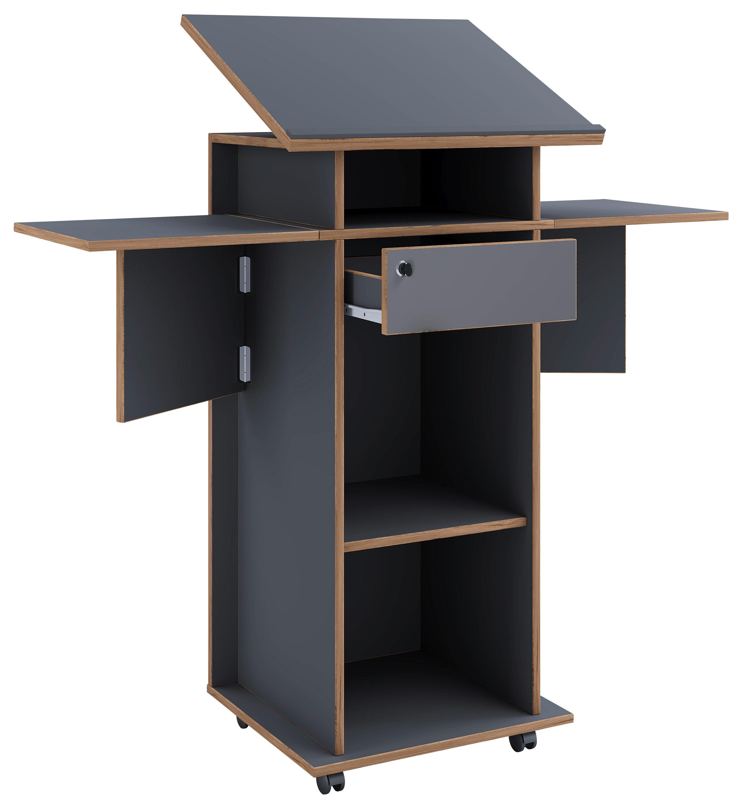 Stoječi Pult Salia M, Antracit, Barva Hrasta - medeni hrast/antracit, Design, leseni material (123/128/44cm) - MID.YOU