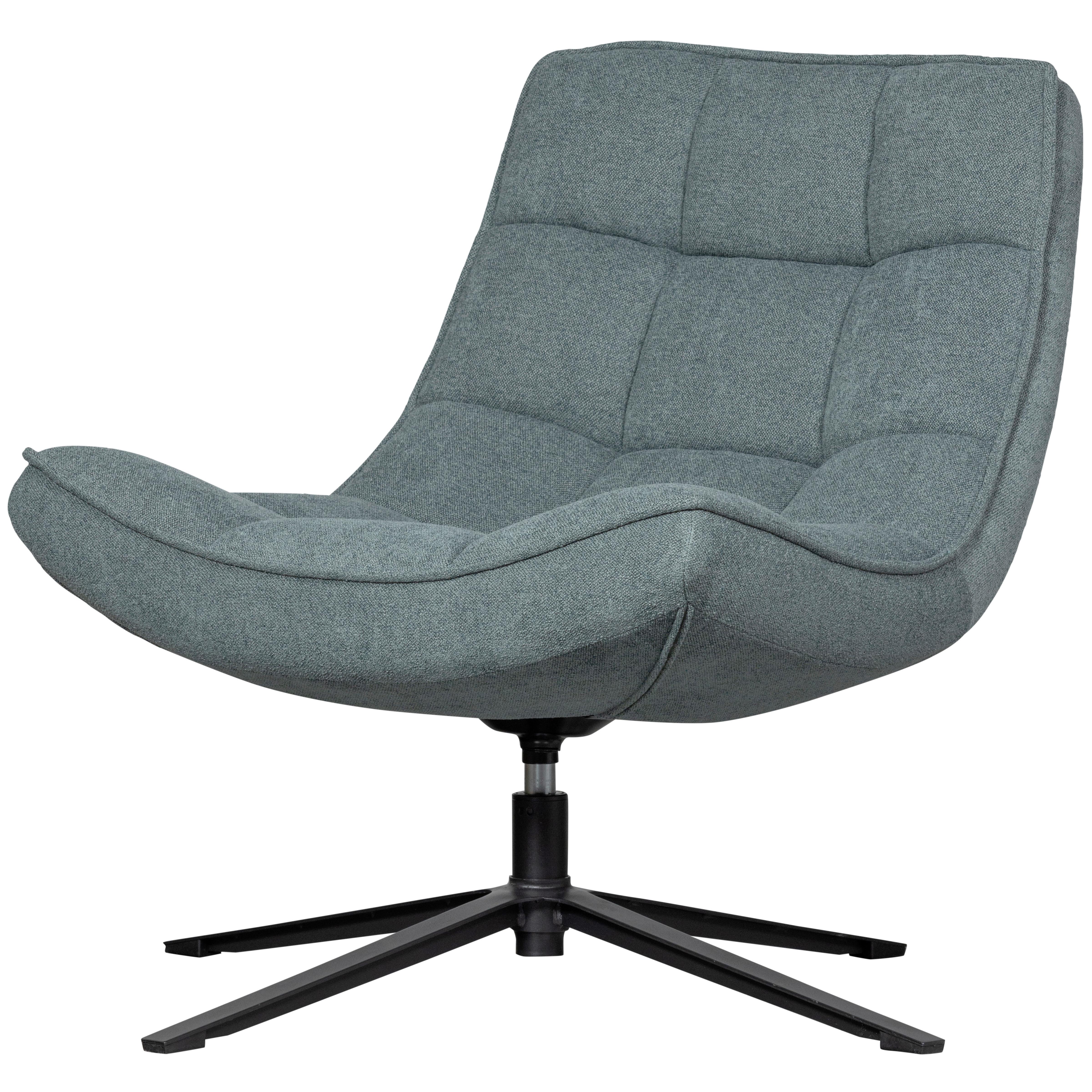 Sessel Maudi Blau B: 74 cm - Blau/Schwarz, Design, Textil/Metall (74/84/86cm) - Livetastic