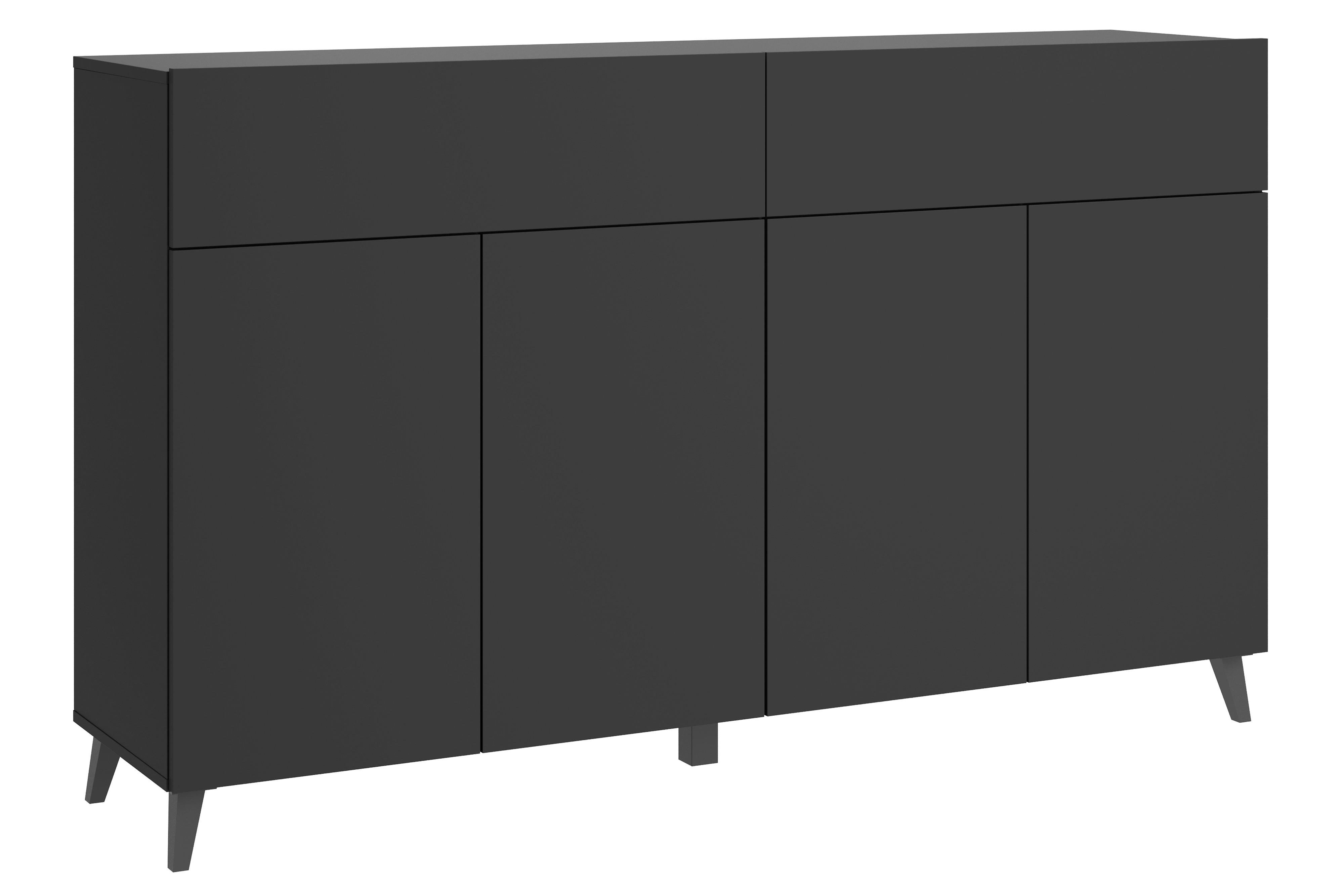 Comodă cu uși PHUKET - negru, Design, material pe bază de lemn (160/95,4/39cm) - P & B