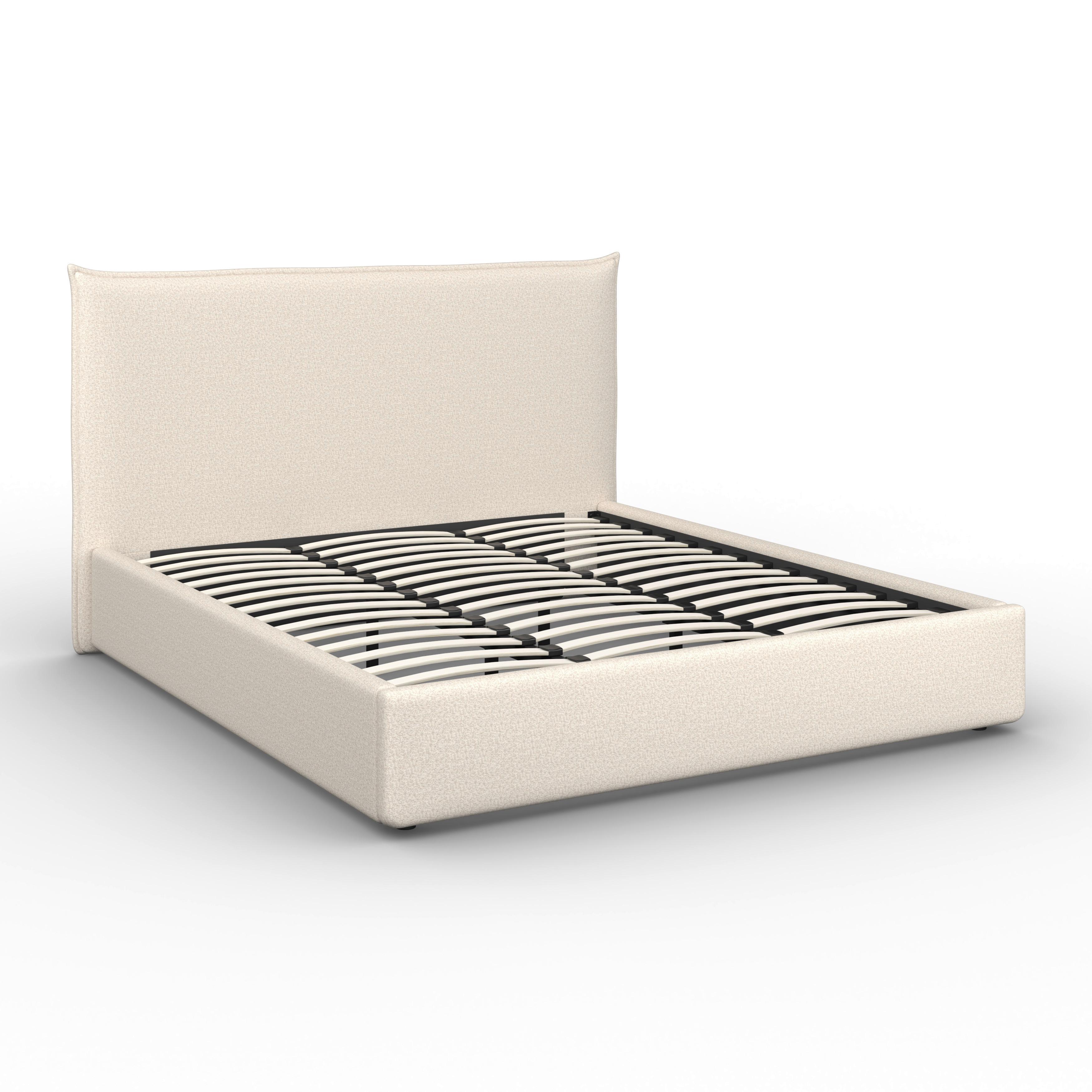 STOPPAD SÄNG ALBA - beige/svart, Modern, trä/textil (180/200cm) - Bessagi Home
