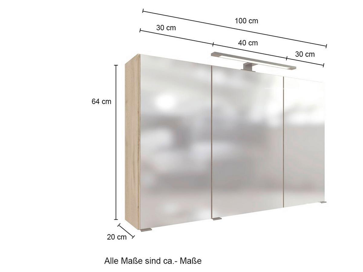 Badezimmer Manchester 3-tlg. ca. 130 cm Eiche Wotan - Eichefarben/Weiß, MODERN, Holzwerkstoff/Stein (130cm) - Held