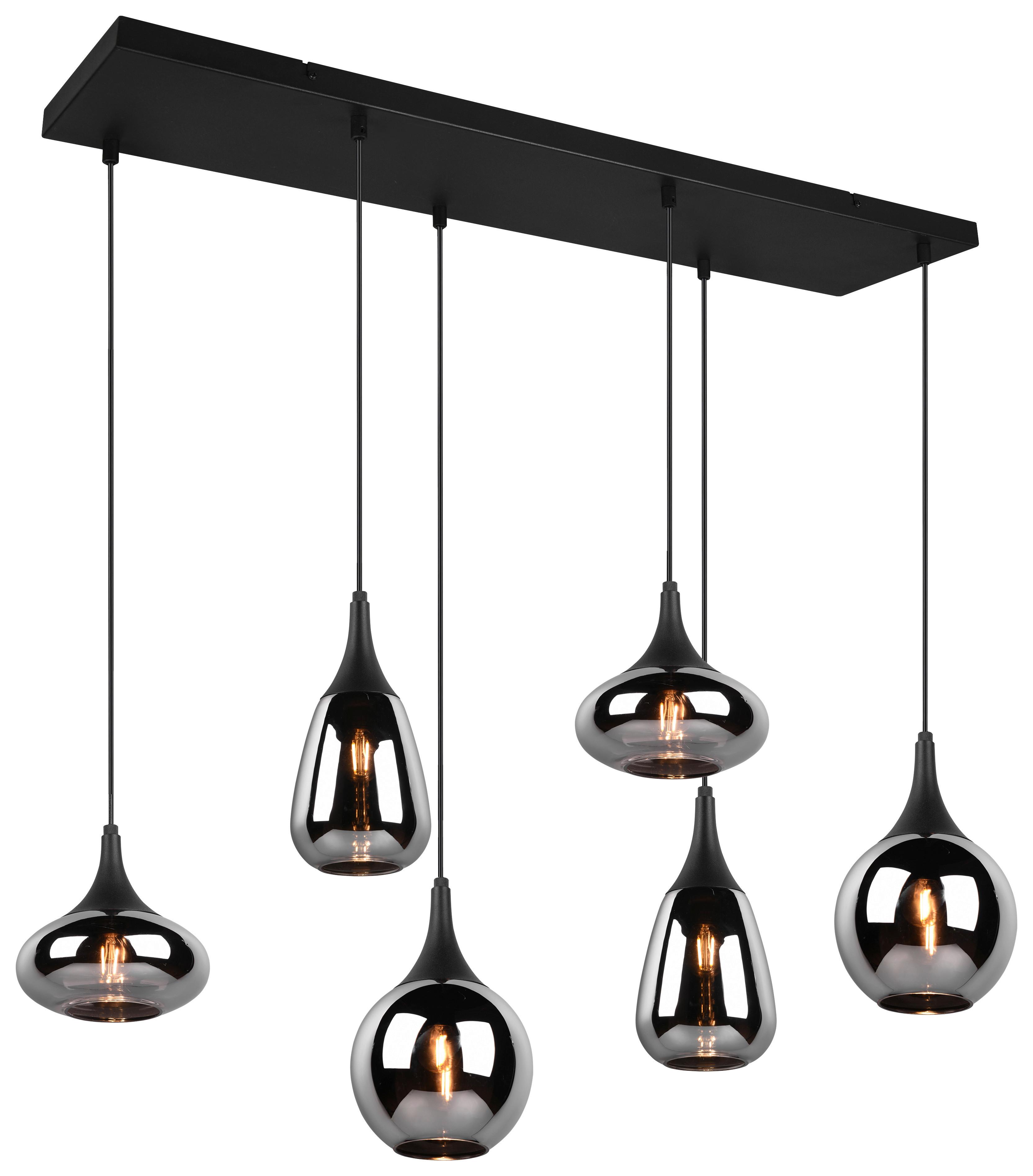 Hängeleuchte Lumina Schwarz/Chromfarben max.40Watt - Chromfarben/Schwarz, Design, Glas/Metall (93.8/34.5/150cm) - Trio Leuchten