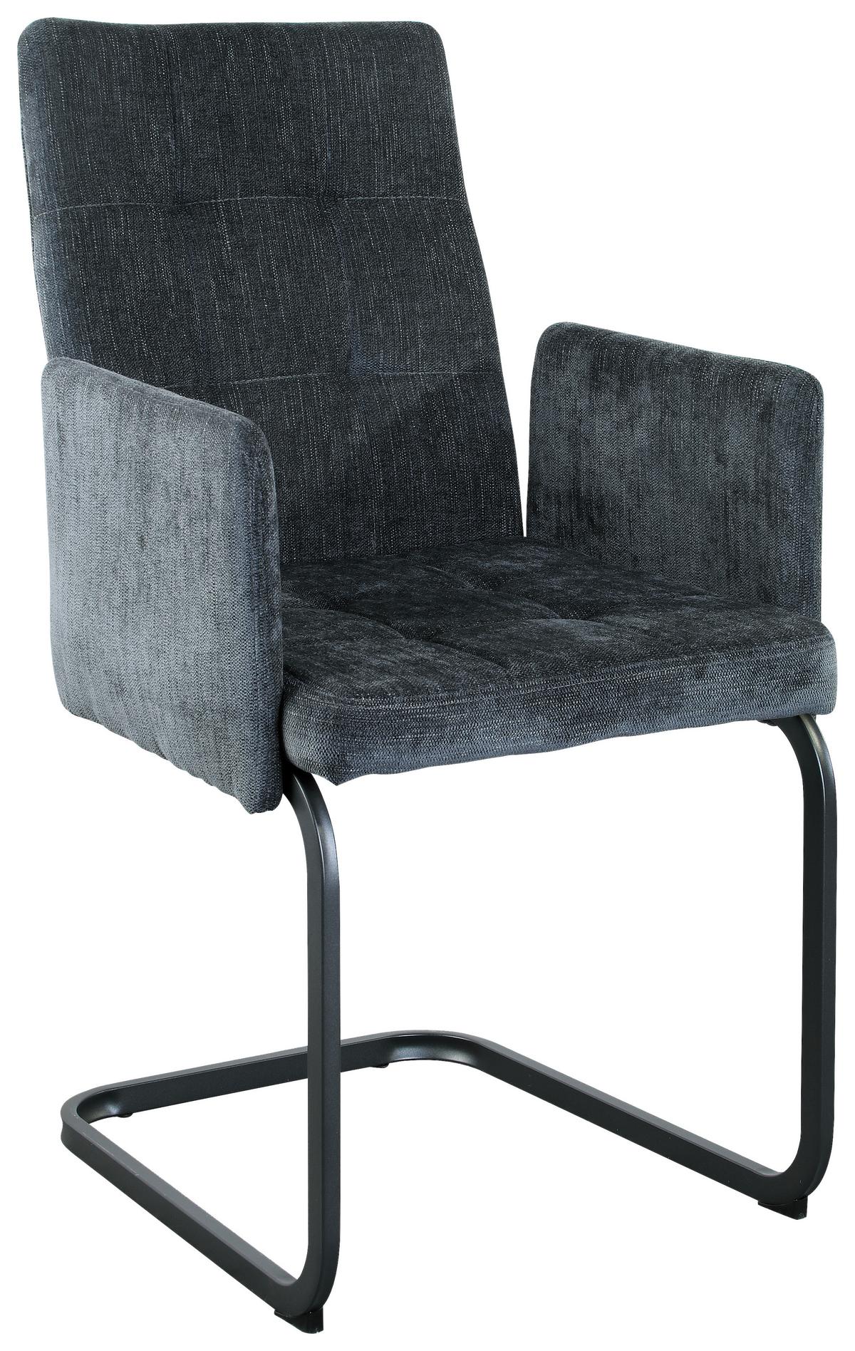 KRZESŁO Z PODŁOKIETNIKAMI BORDAL - ciemnoszary/czarny, Modern, metal/tkanina (52/91/59,5cm) - MID.YOU