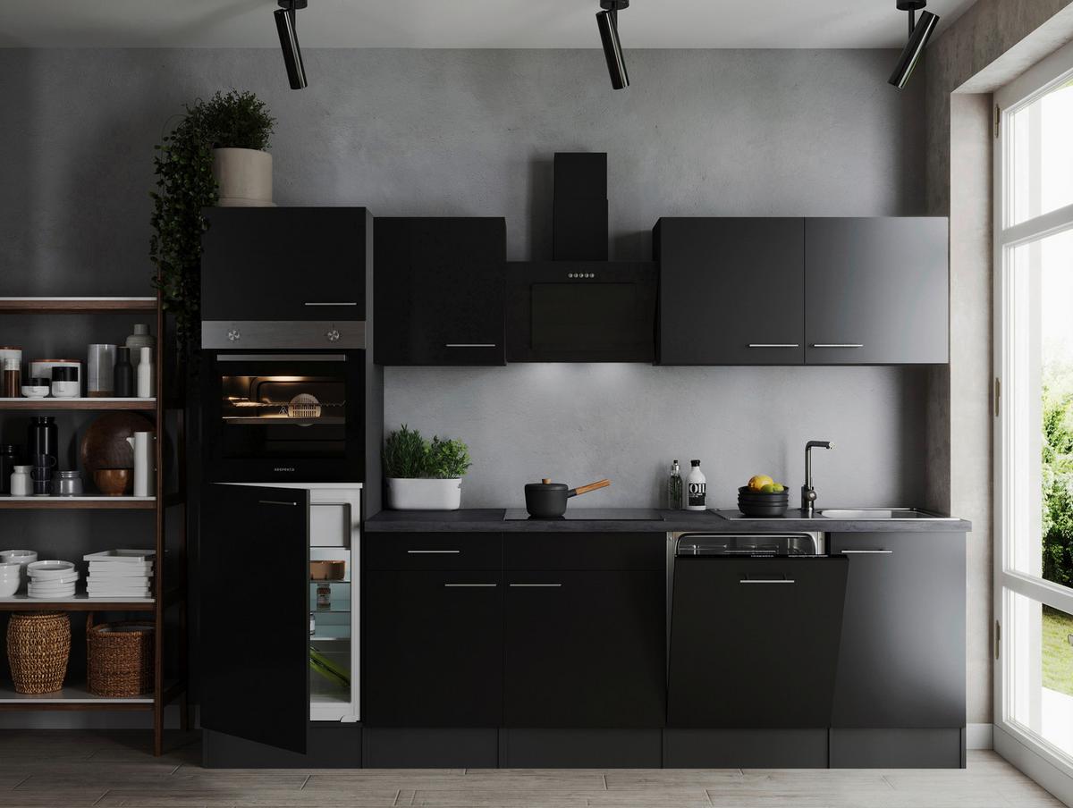 Kuhinjski Blok Z Aparati Oliver, 280cm - srebrne barve/črna, Design, kovina/leseni material (280cm) - Respekta