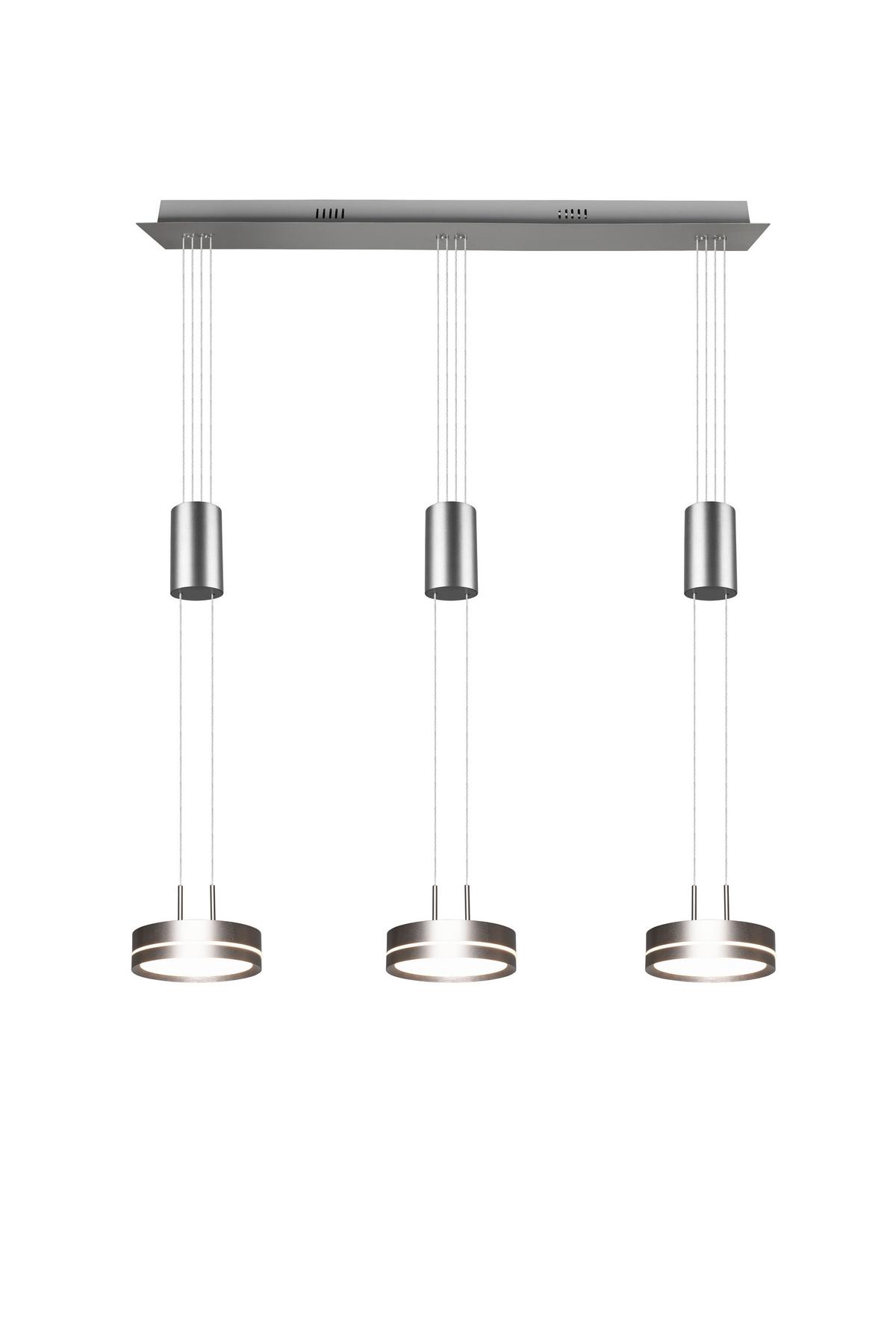 LED-Hängeleuchte Franklin Nickelfarben max. 3 x 9 Watt - Nickelfarben, Basics, Metall (85/150/14cm) - Trio Leuchten
