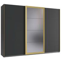 Schwebetürenschrank Katar Graphit-/Goldfarben - Goldfarben/Graphitfarben, MODERN, Glas/Holzwerkstoff (225/208/64cm) - Mömax