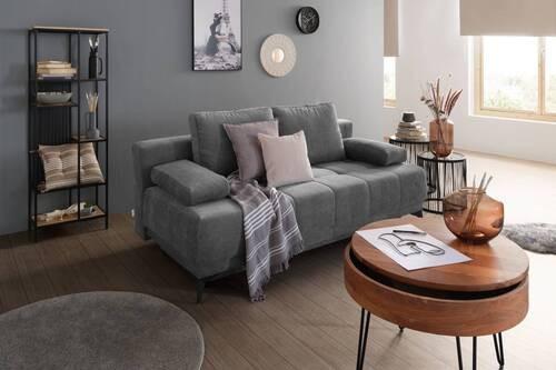 Schlafsofa in Hellgrau - Dunkelgrau/Schwarz, Modern, Textil (195/77/100cm) - Mömax