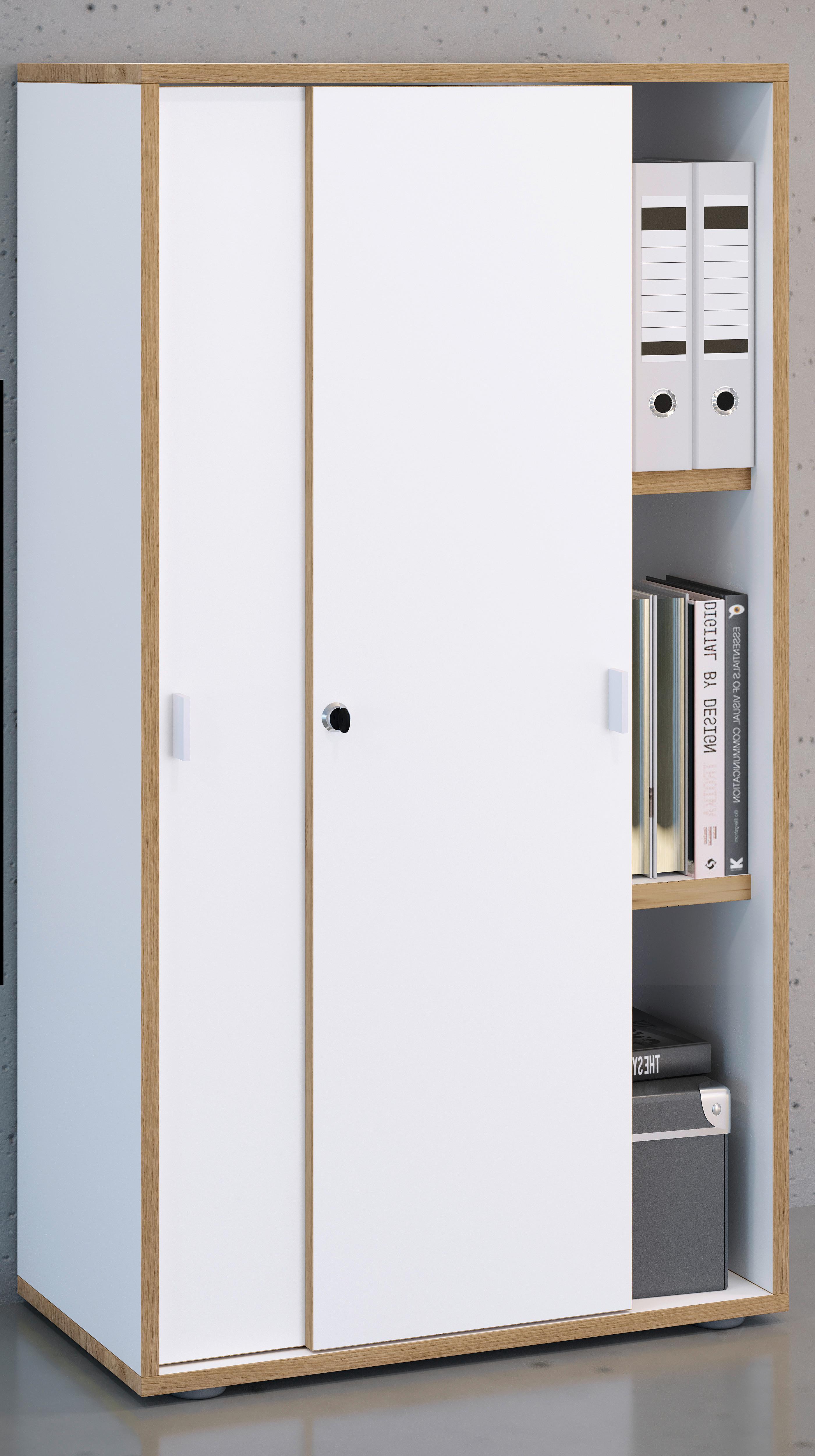 AKTENSCHRANK SALIA B60 - Honigeiche/Weiss, Design, Holzwerkstoff (60/110/37cm) - MID.YOU