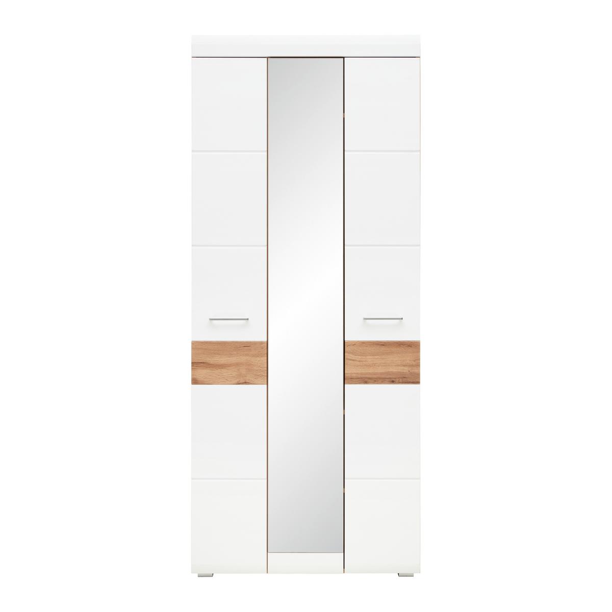Garderobenschrank in Weiß/Eichefarben - Eichefarben/Weiß, KONVENTIONELL, Holzwerkstoff (84/200/40cm) - Mömax