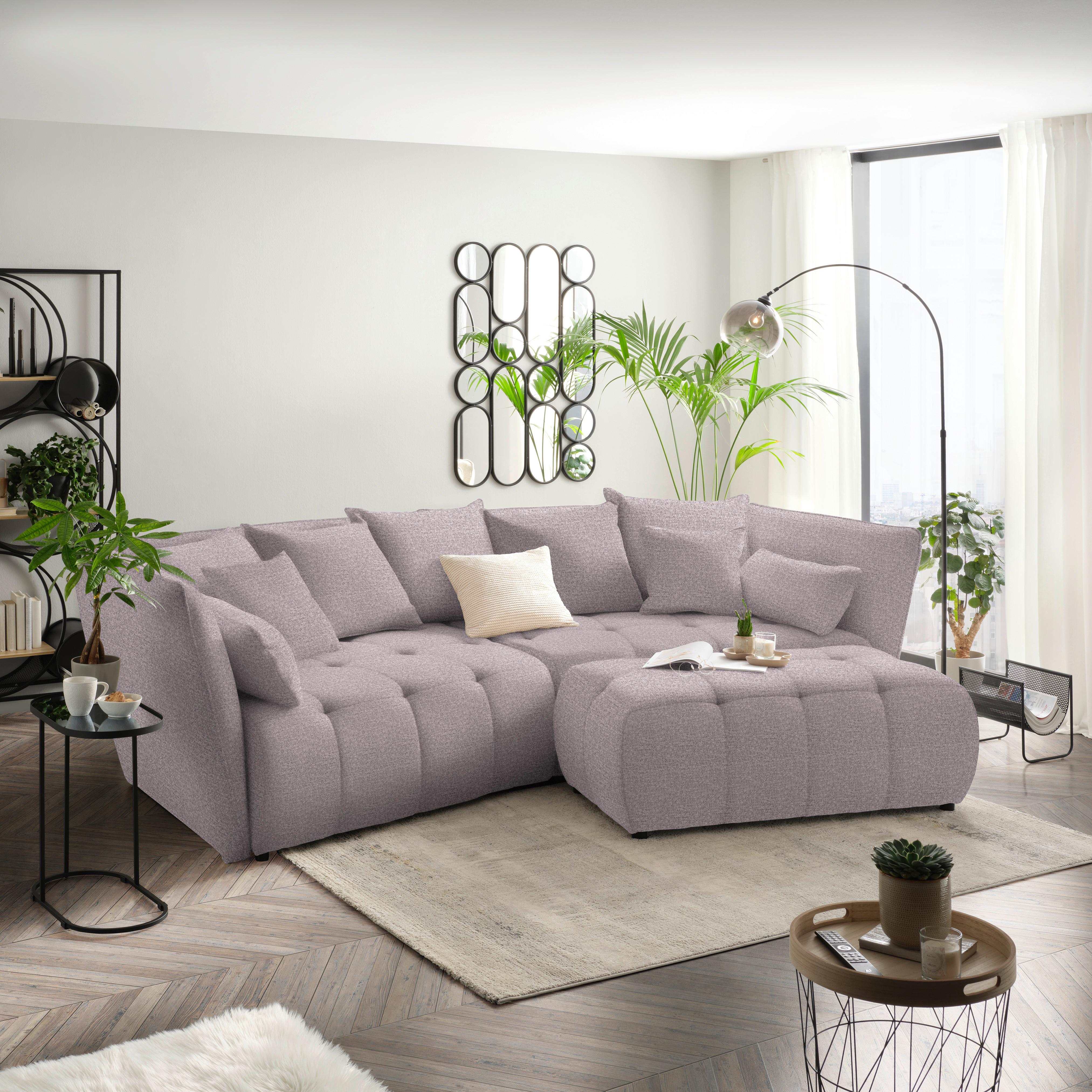 Boxspringsofa Sofi Flieder - Flieder/Schwarz, MODERN, Textil (294/93/152cm) - Premium Living