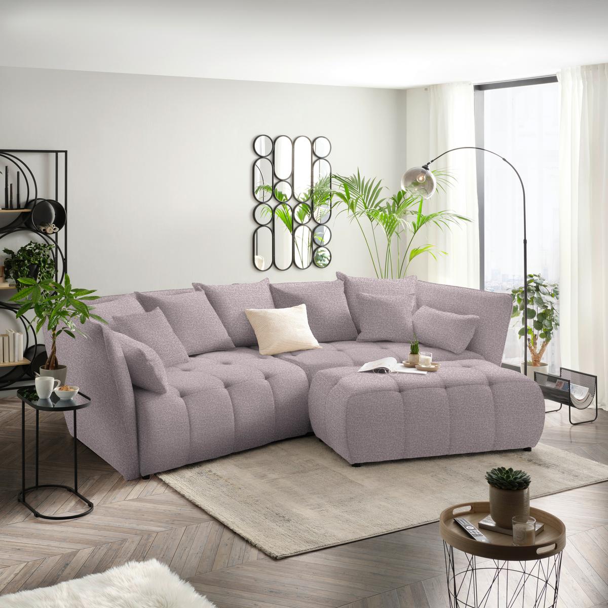 Boxspringsofa Sofi Flieder - Flieder/Schwarz, MODERN, Textil (294/93/152cm) - Premium Living