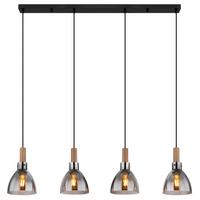Svjetiljka Viseća 15550-4h Mattea - crna, Design, staklo/drvni materijal (105/16/120cm) - Globo