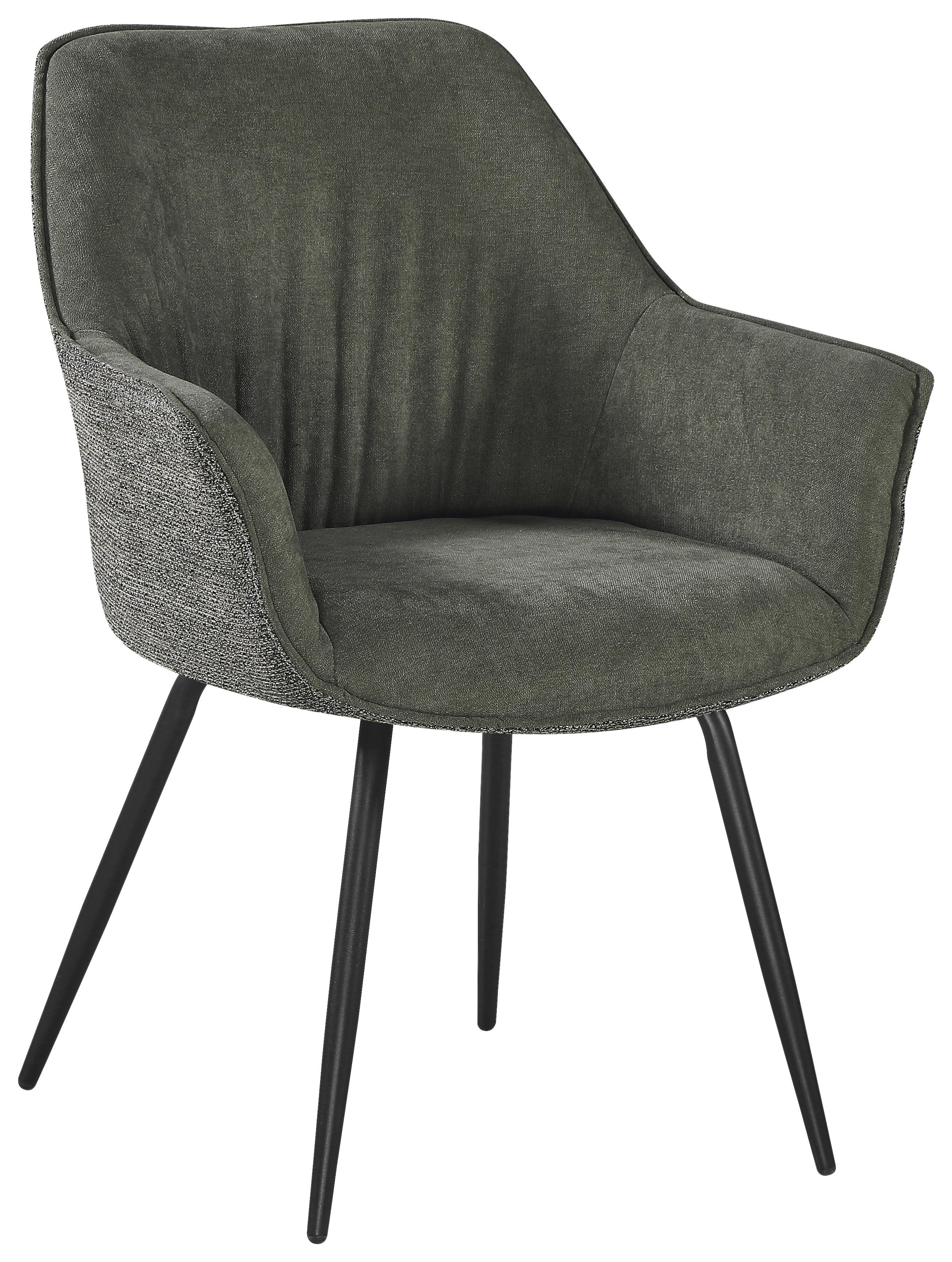 Armlehnstuhl Nova Grün - Schwarz/Grün, MODERN, Textil/Metall (64/85/62cm) - Premium Living