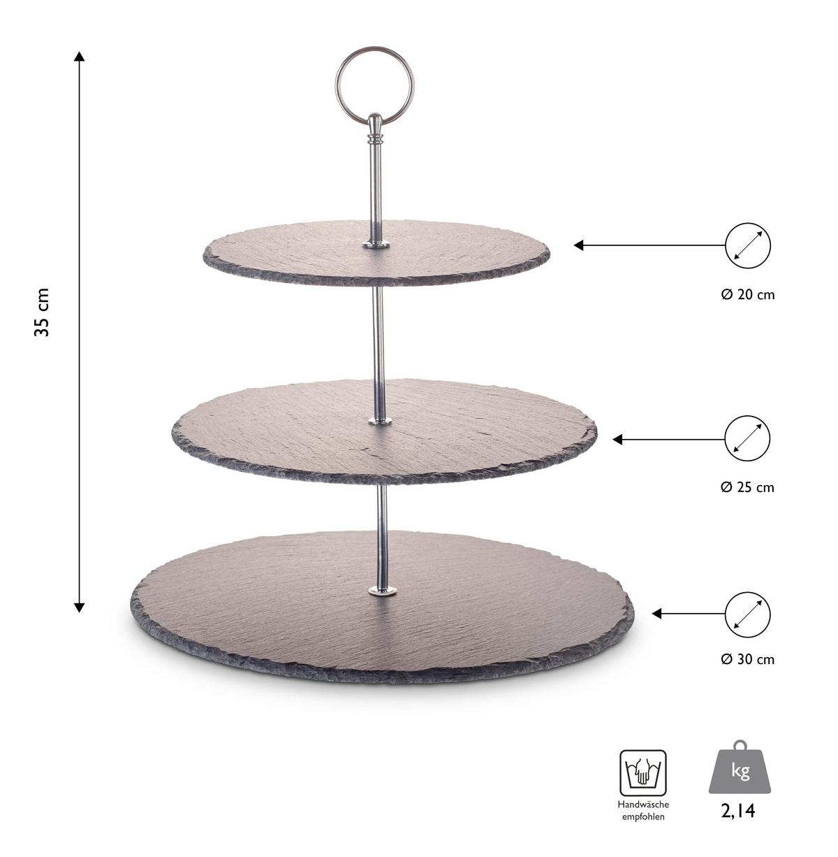 Stojalo Za Mafine Cupcake, Srebrna - srebrne barve, Basics, kamen/kovina (30/25/20/35cm) - Echtwerk