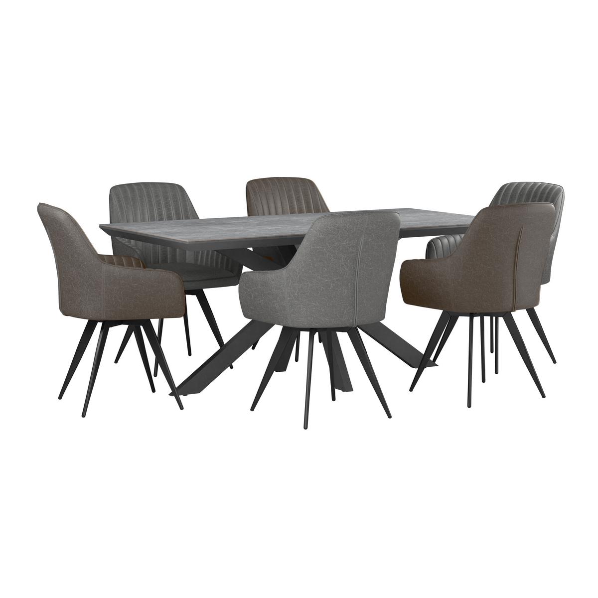 Jedilna Miza Steve, Črna, Keramična Plošča, 180x90 - črna, Moderno, kovina/leseni material (180/76/90cm)