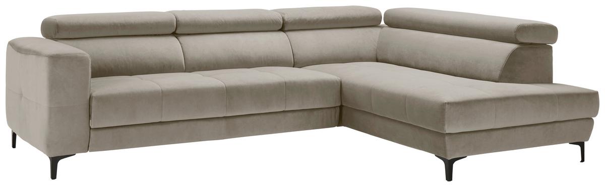 Ecksofa Emma rechts Beige - Beige/Schwarz, MODERN, Textil (301/210cm) - Premium Living