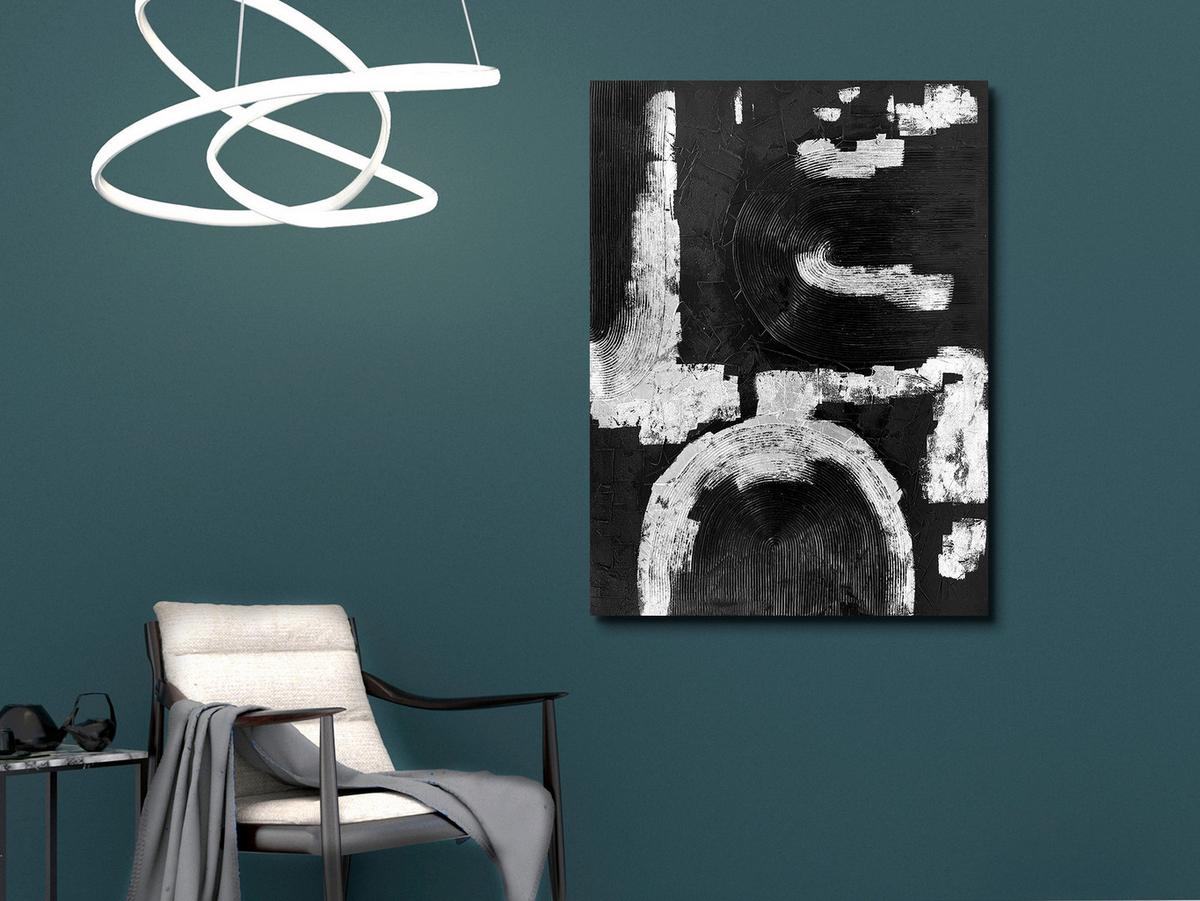 OBRAZ OLEJNY 8434155248307 - kolor srebrny/czarny, Lifestyle, materiał drewnopochodny/tkanina (88/118cm) - Monee