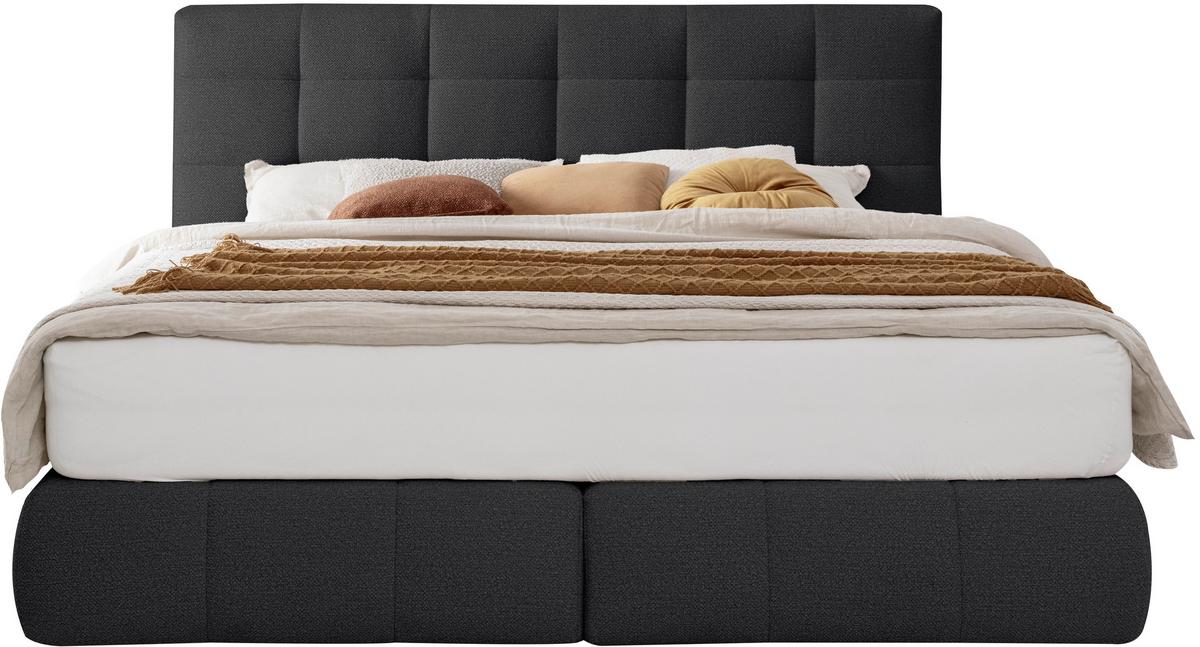 Boxspringbett Lavenito Schwarz ca. 200x200cm - Schwarz, KONVENTIONELL, Textil (200/200cm) - Premium Living