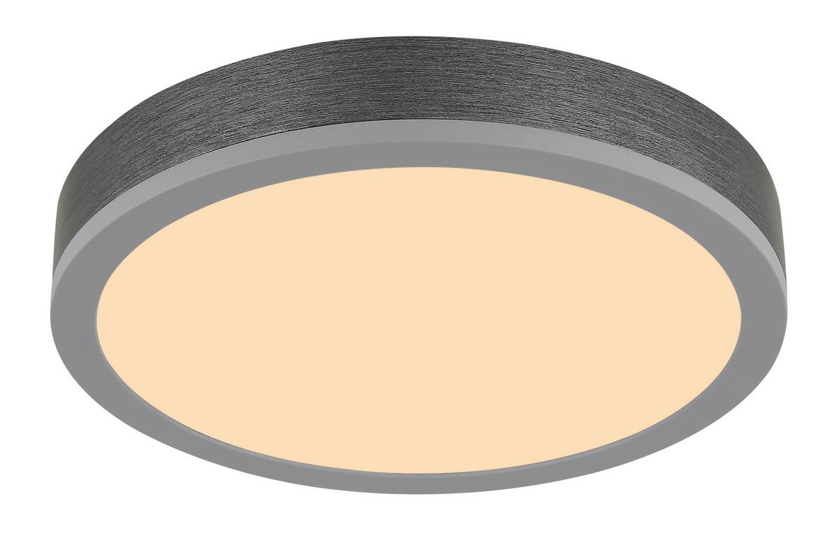 LED-DECKENLEUCHTE 416080AD1R DORO - Weiss/Dunkelgrau, Konventionell, Kunststoff/Metall (30/8,5cm) - Globo