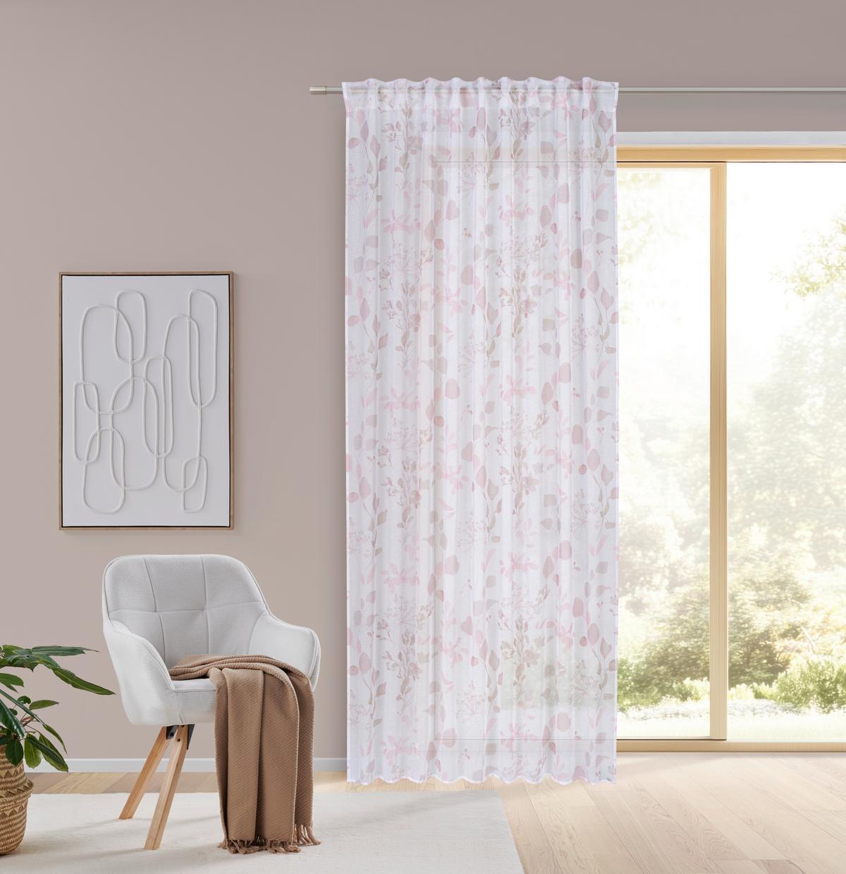 Draperie confecționată Olivia - roz deschis, textil (140/245cm) - Mömax