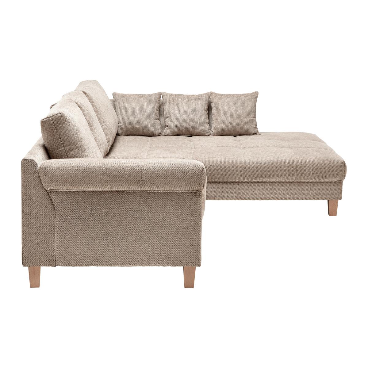 Wohnlandschaft Palermo Beige - Beige/Buchefarben, MODERN, Holz/Textil (306/69-94/203cm) - Mömax