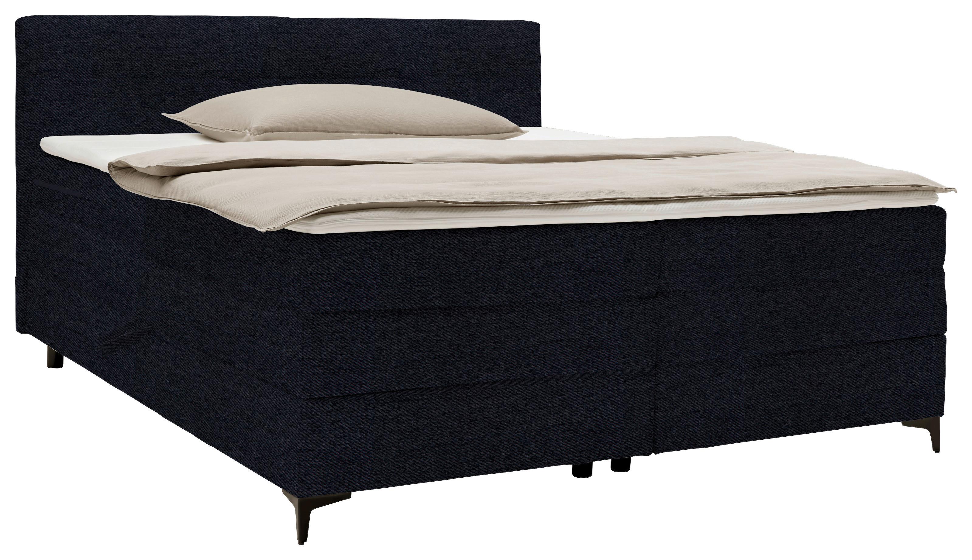 Boxspringbett Bari in Schwarz ca. 180x200cm - Schwarz, KONVENTIONELL, Textil/Metall (180/200cm) - Mömax