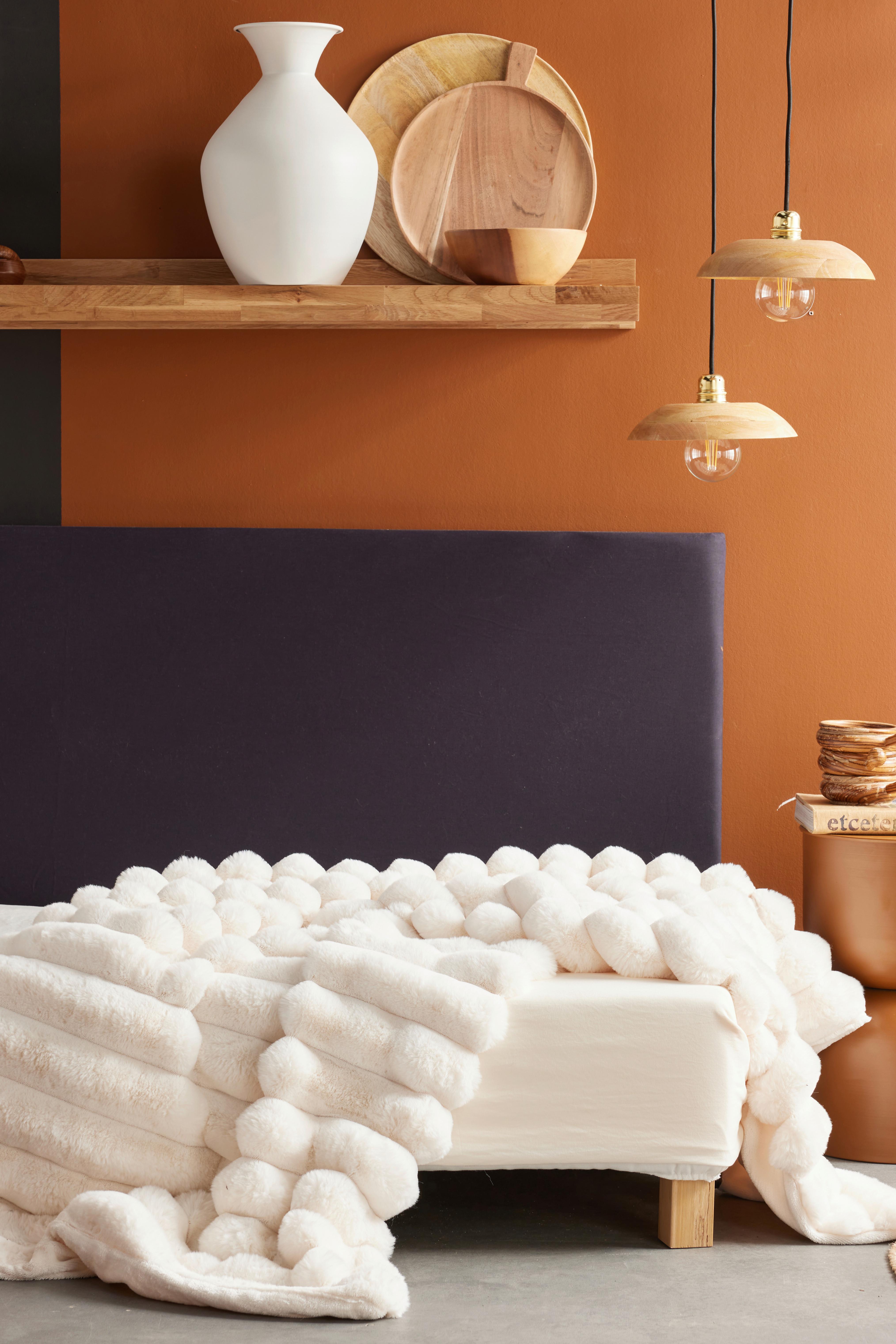 Pătură din blană ecologică Blanket Moka Cream - alb, textil (130/180cm)