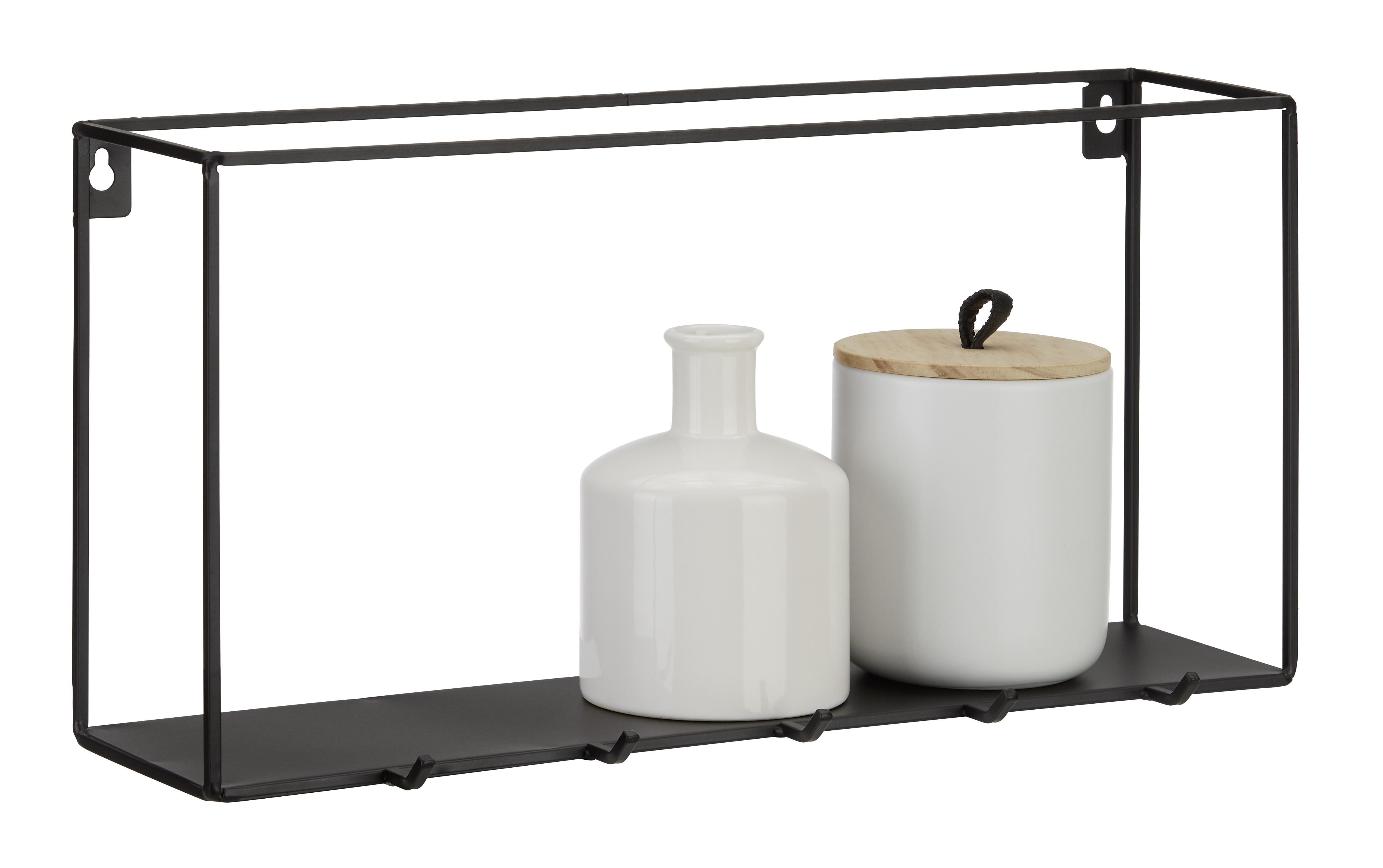 Wandboard Mila aus Metall in Schwarz - Schwarz, Modern, Metall (40/12,5/20cm) - Modern Living