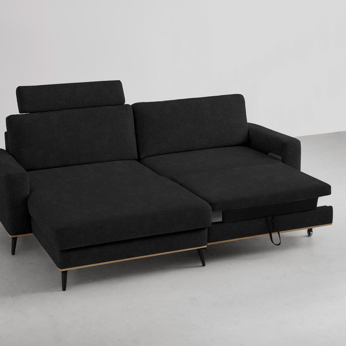 Wohnlandschaft Romeo Schwarz - Schwarz, KONVENTIONELL, Textil/Metall (167/87/234cm) - Zandiara