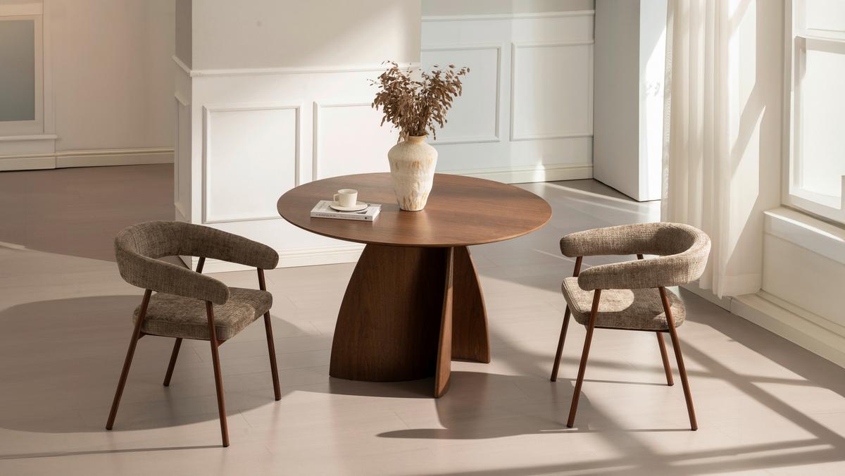 Jedilna Miza Atlas, Barva Oreha, Ø 120 - barva oreha, Moderno, leseni material/les (120/75cm) - Livetastic