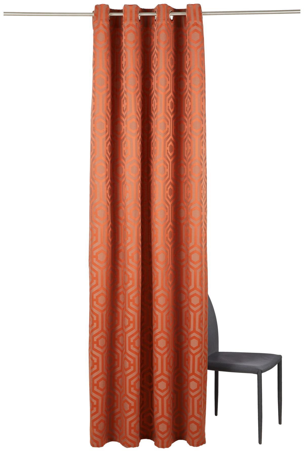 ZASŁONA NA PRZELOTKACH MELLE - terakota, Trend, tkanina (137/245cm) - Dieter Knoll