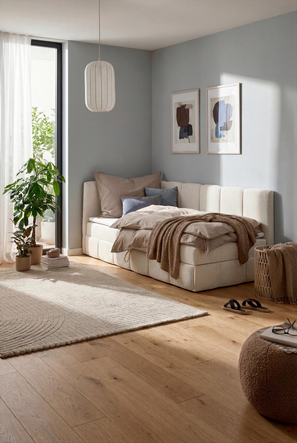 Bett Luna Beige ca. 100x200cm - Beige/Schwarz, MODERN, Holz/Kunststoff (100/200cm) - Mömax