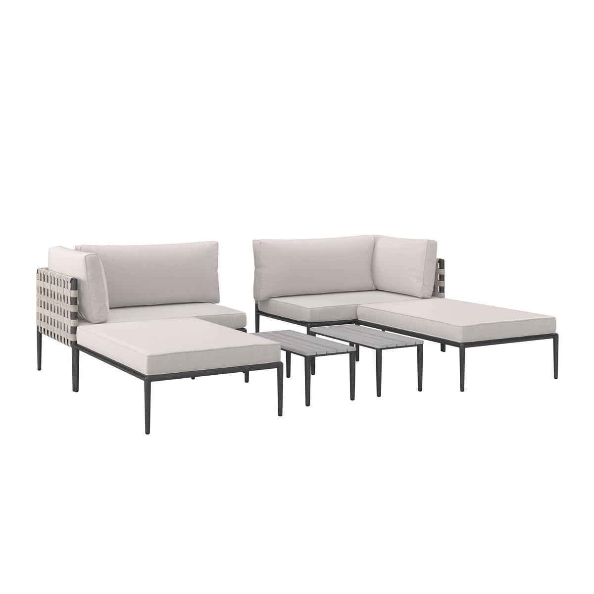 KOMPLET MEBLI TARASOWYCH ENJA - jasnoszary/czarny, Modern, tworzywo sztuczne/metal (104/60/70cm) - Bessagi Garden