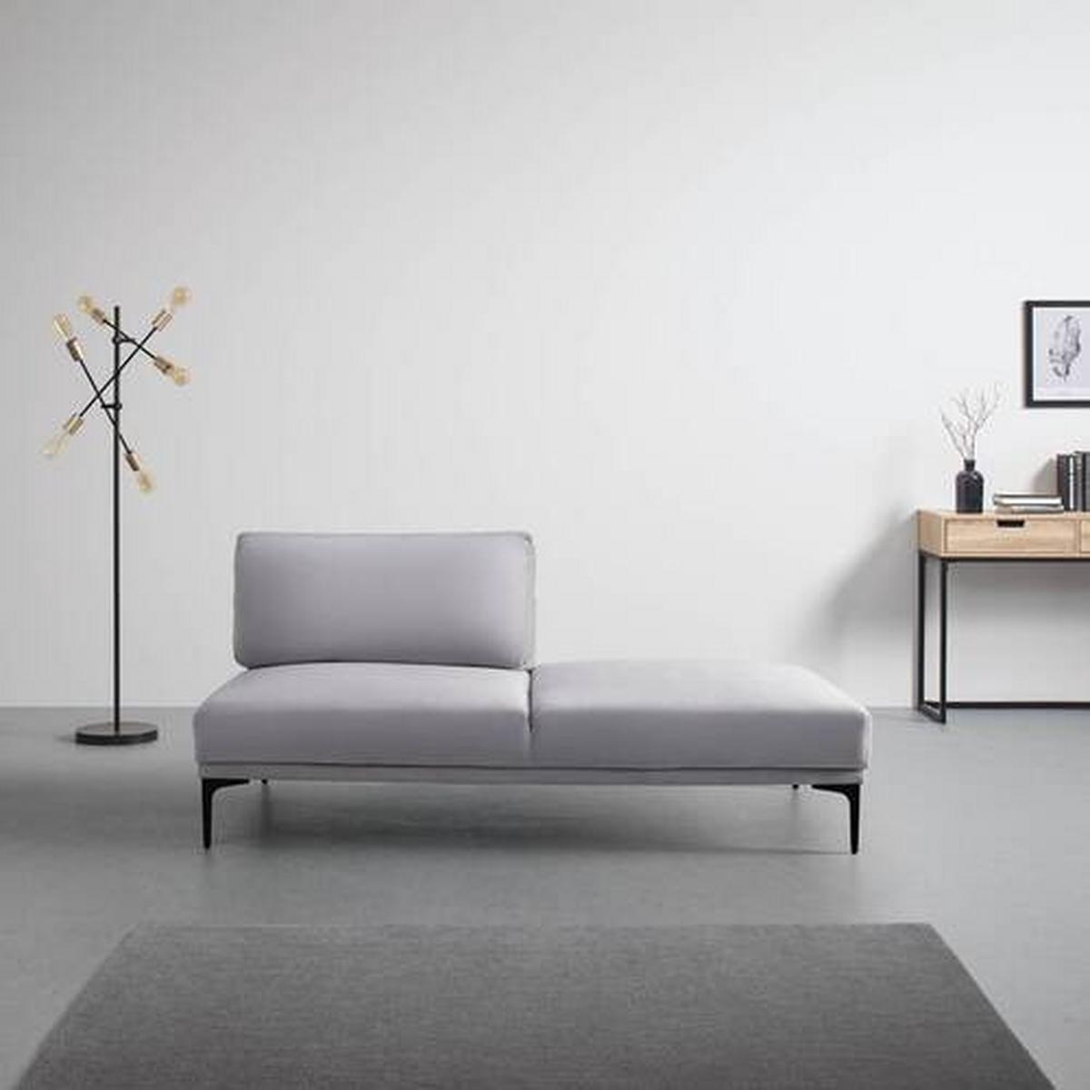 Sofa Tessa Grau Samt - Schwarz/Grau, MODERN, Textil/Metall (180,5/82,5/88,5cm) - Bessagi Home