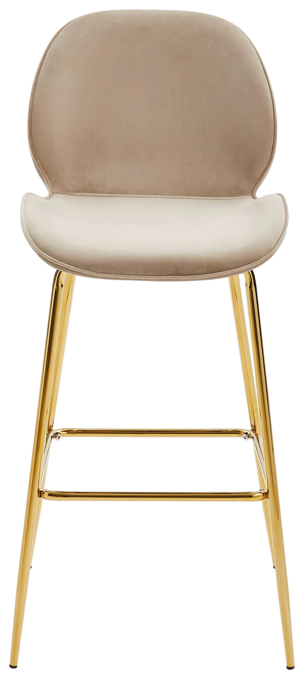 STOŁEK BAROWY ADRIANO BAR - kolor złoty/taupe, Modern, metal/drewno (47/104/55cm) - Livetastic