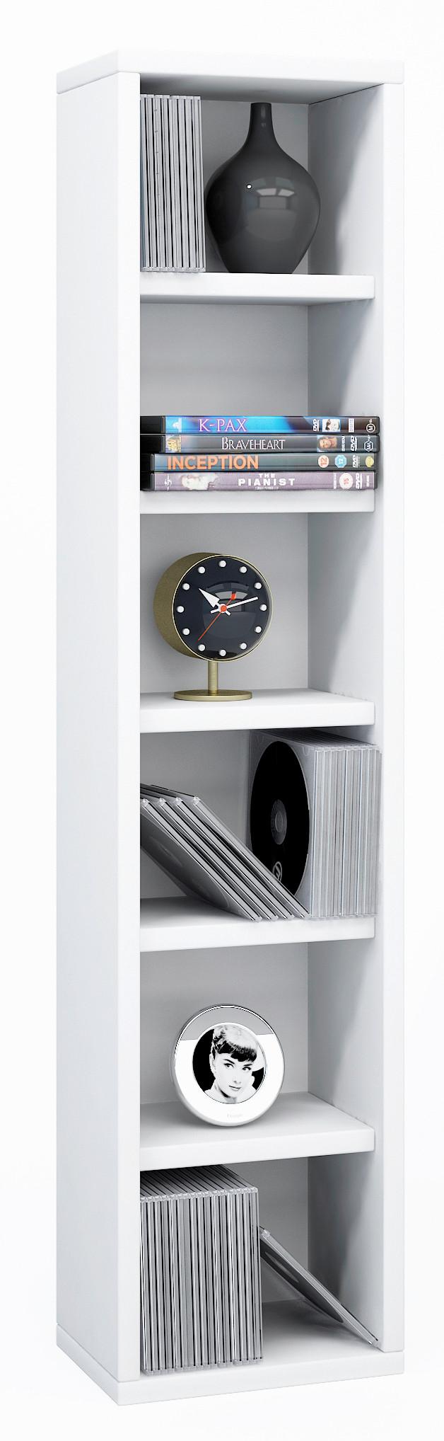 CD-Regal in Weiß mit 6 Fächern