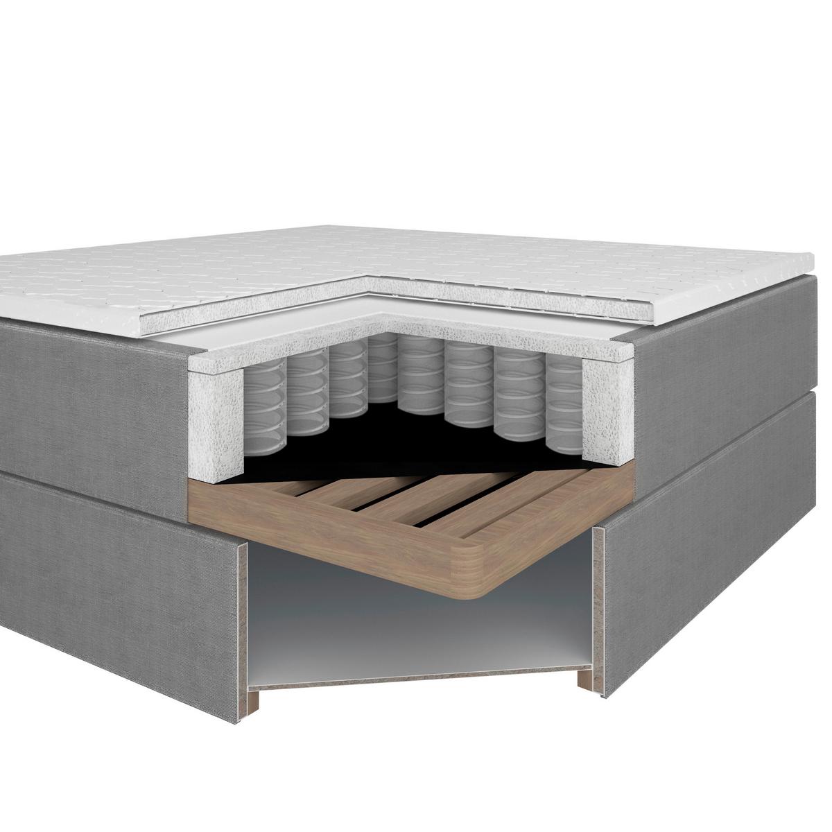 Box Ágy Krém Vida - elefántcsont, Modern, textil/fa (90/200cm) - Bessagi Home