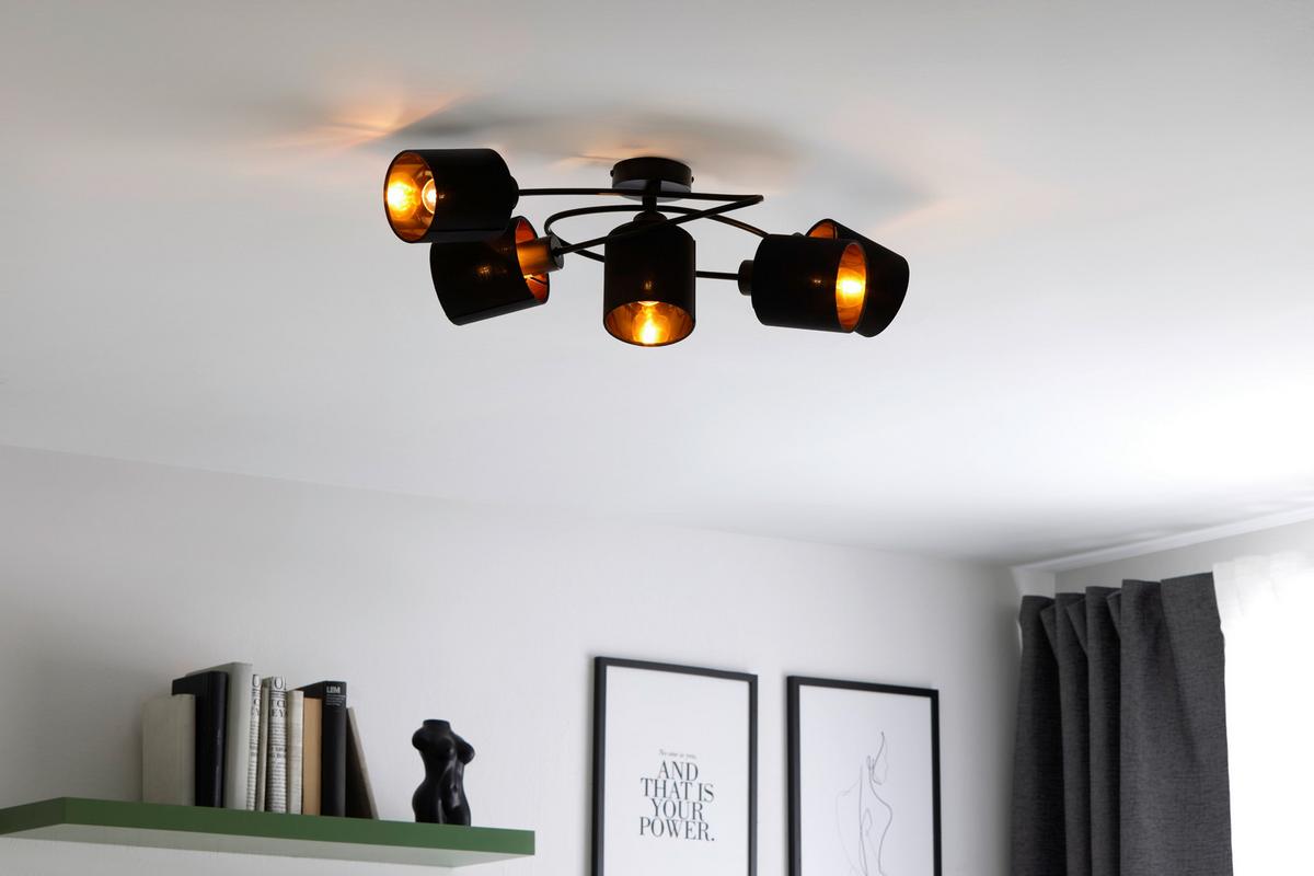 Strahler Goldi max. 15 Watt - Goldfarben/Schwarz, MODERN, Textil/Metall (61/37/21cm) - Mömax