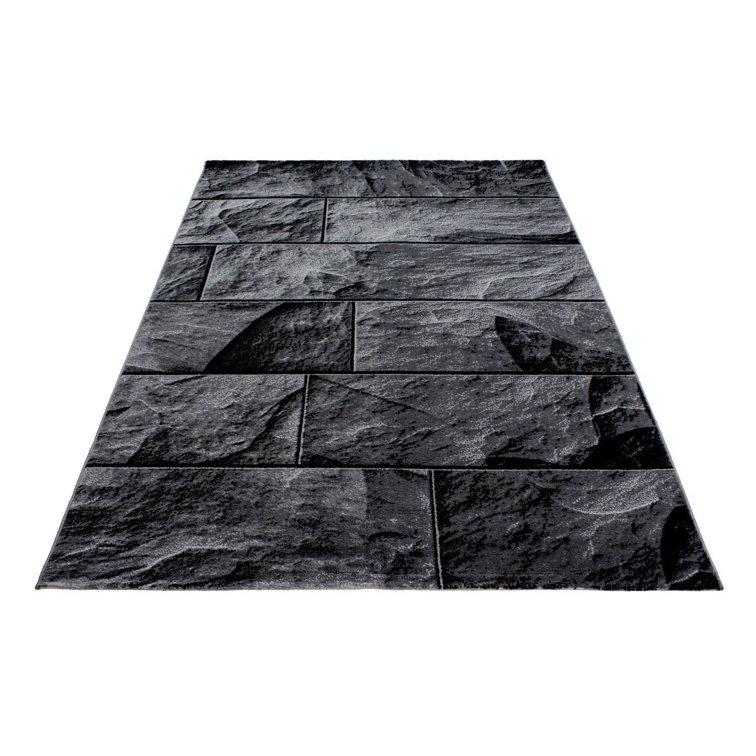 Webteppich Parma Schwarz ca. 80x150cm - Schwarz, KONVENTIONELL, Textil (80/150cm)