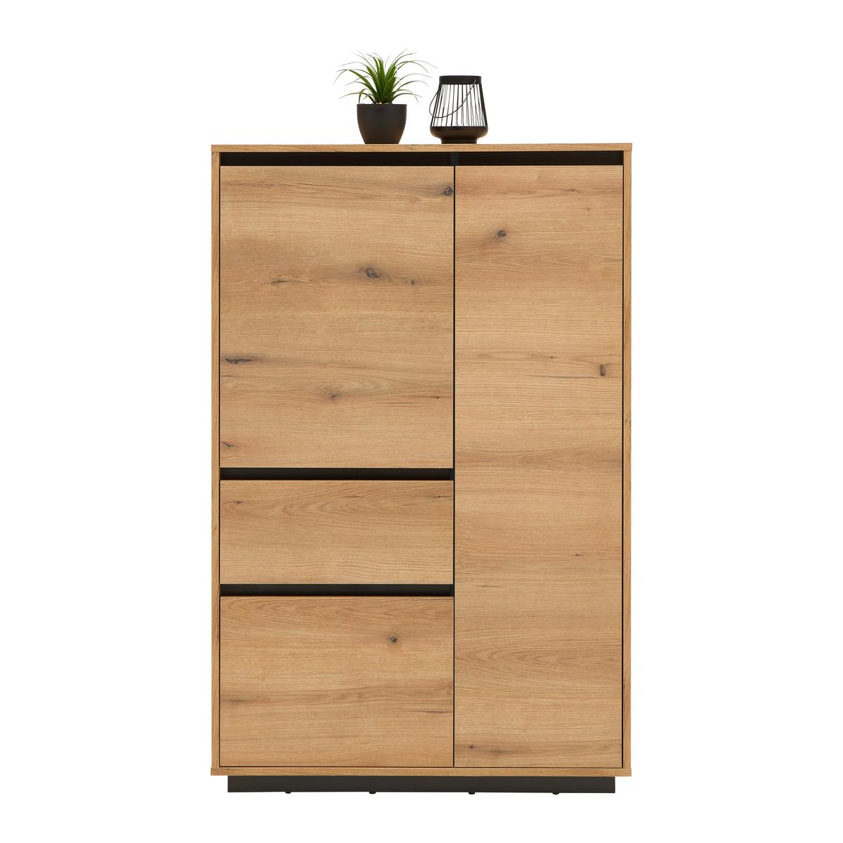 Komoda Puro - boje hrasta/crna, Moderno, drvni materijal (90/140/38cm) - Modern Living