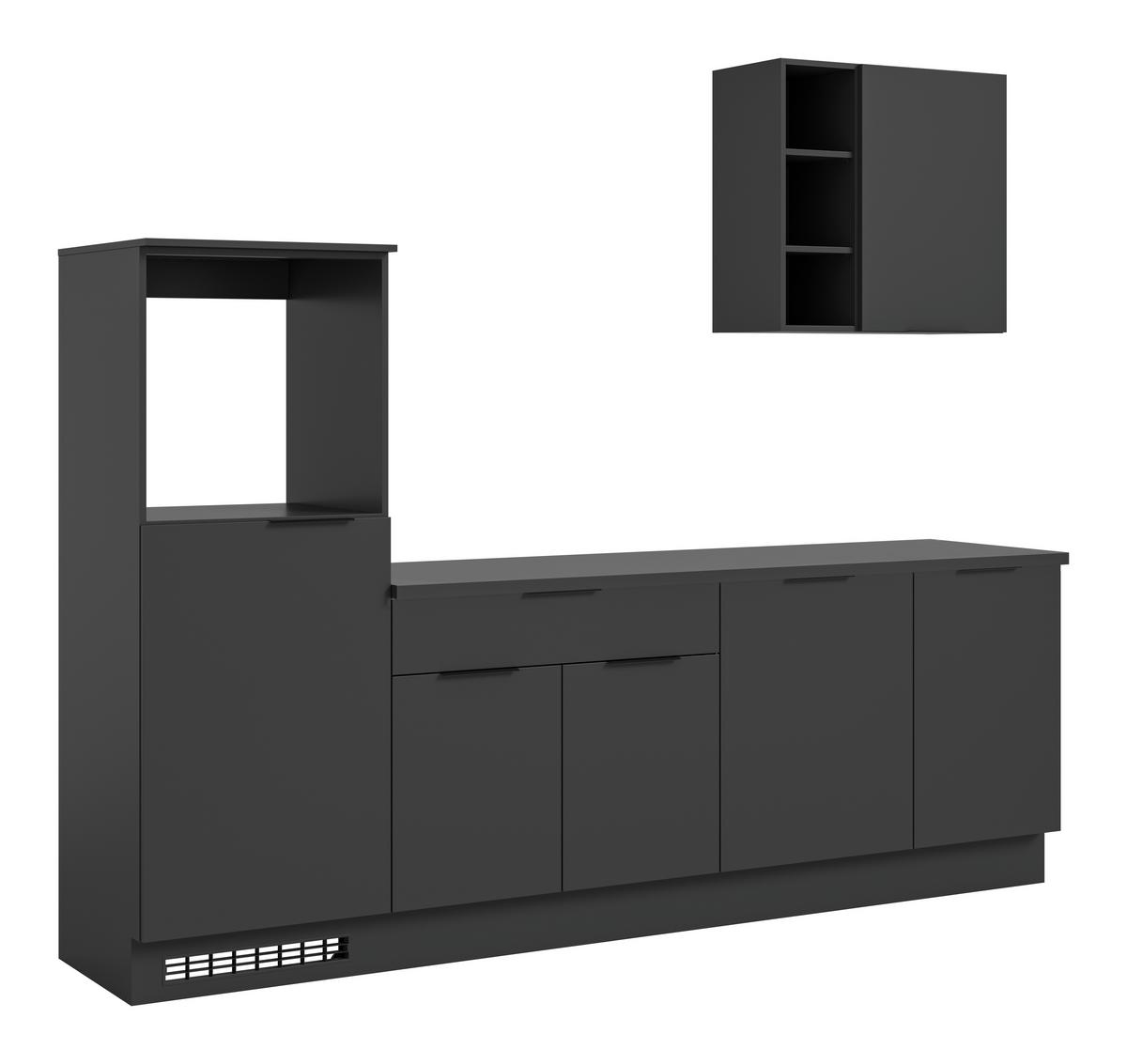 Küchenblock Charly ohne Geräte ca. 260 cm Schwarz - Schwarz, MODERN, Holzwerkstoff/Metall (260cm) - MID.YOU