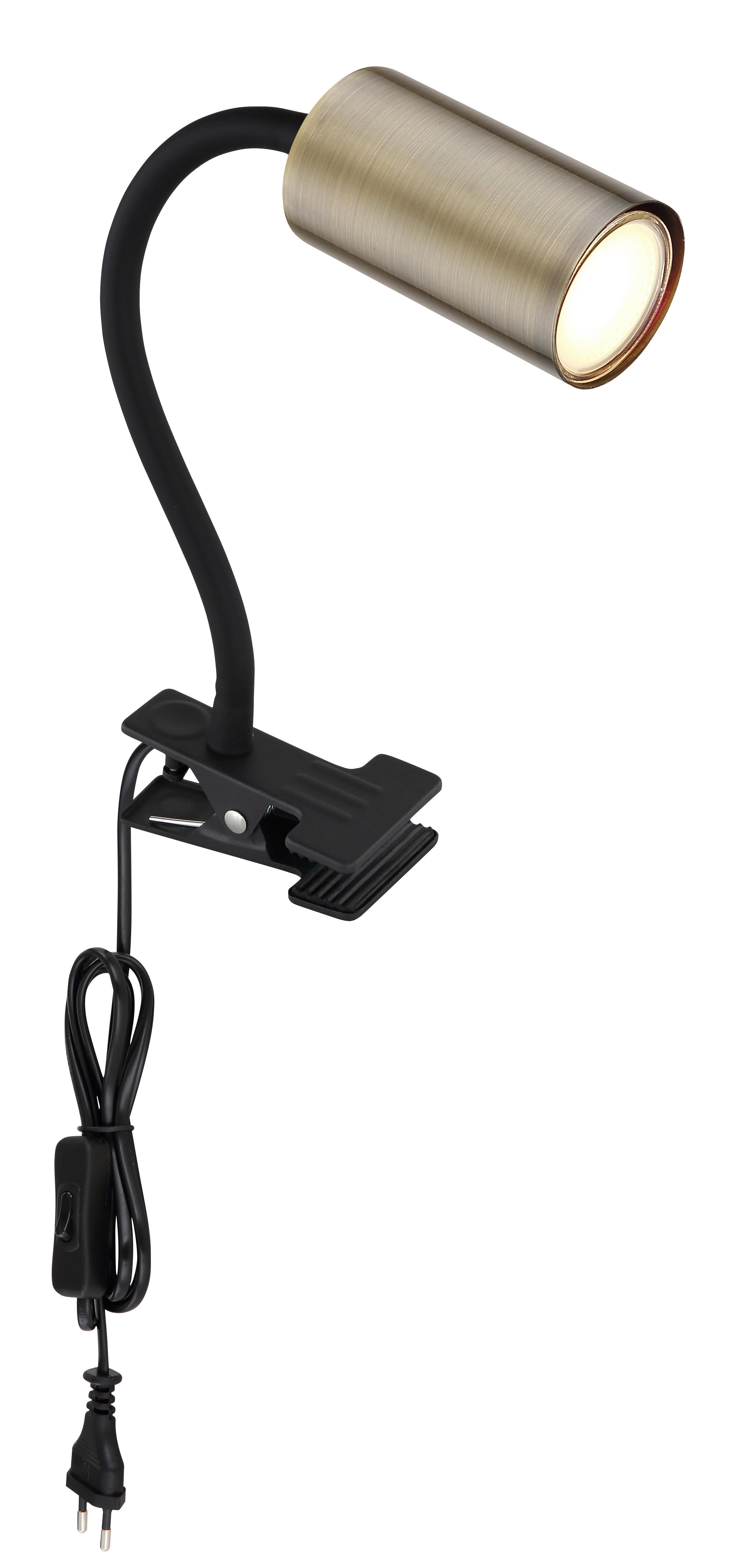 Klemmleuchte Robby max. 25 Watt - Messingfarben/Schwarz, Basics, Metall (10/5,5/41,5cm) - Globo