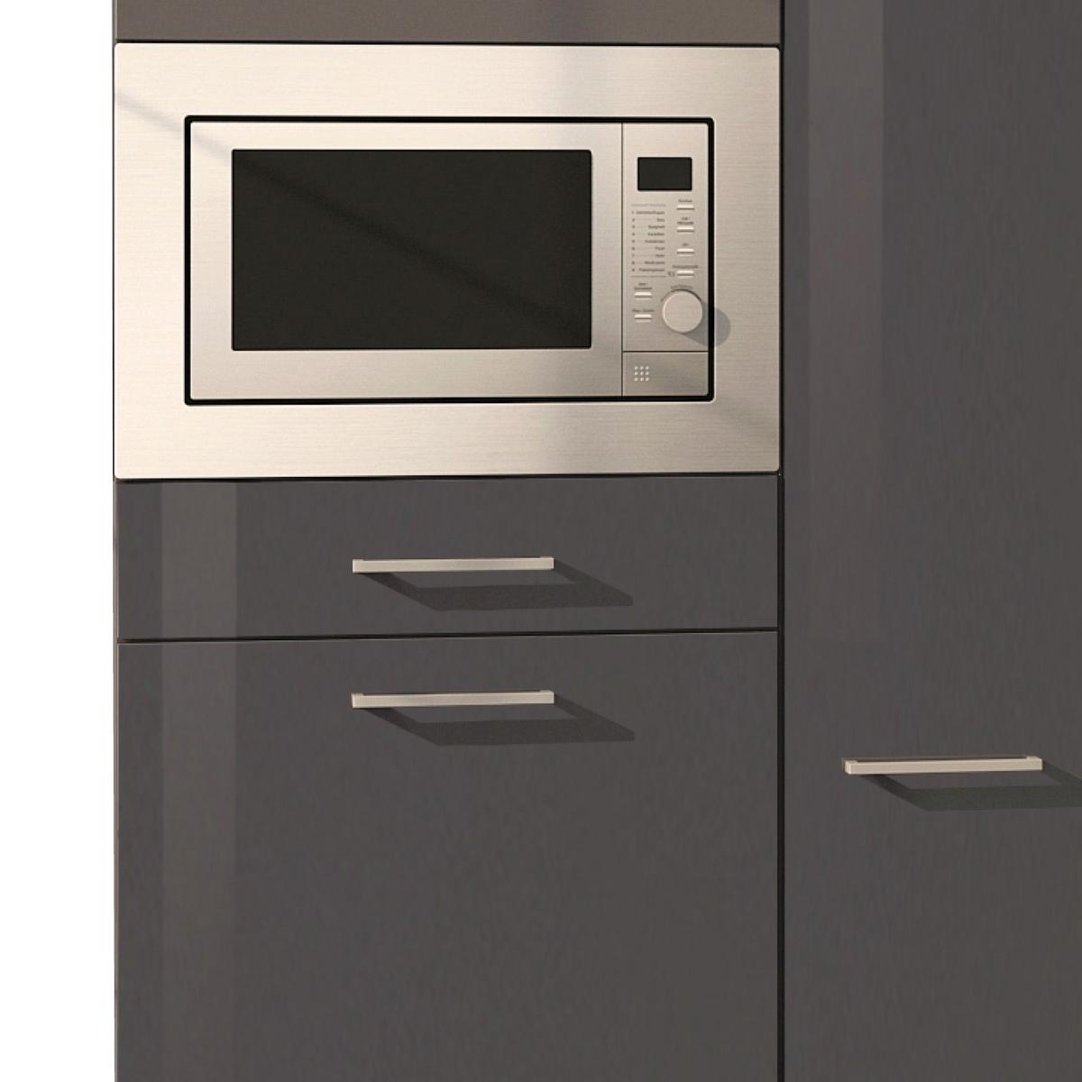 Küchenblock in Anthrazit inkl. E-Geräte 'Mailand' - Chromfarben/Eichefarben, MODERN, Holzwerkstoff/Metall (310cm) - Held