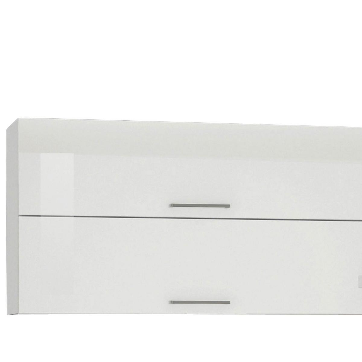 Küchenblock in Weiss inkl. E-Geräte 'Mailand' - Chromfarben/Weiß Hochglanz, MODERN, Holzwerkstoff/Metall (220cm) - Held