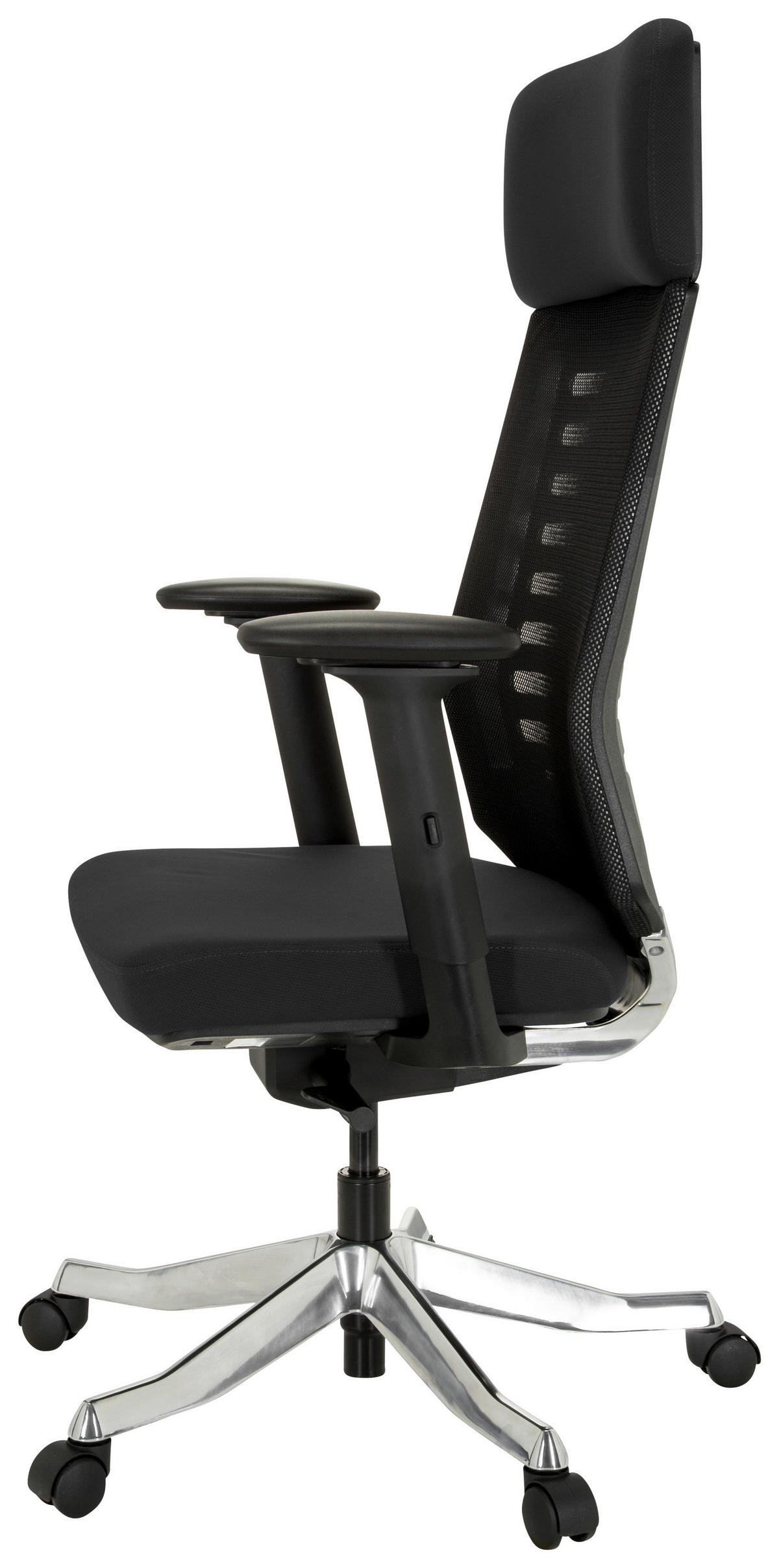 Vrtljivi Stol Asgon, Črna - črna/barve aluminija, Moderno, kovina/umetna masa (68/119/55cm) - MID.YOU